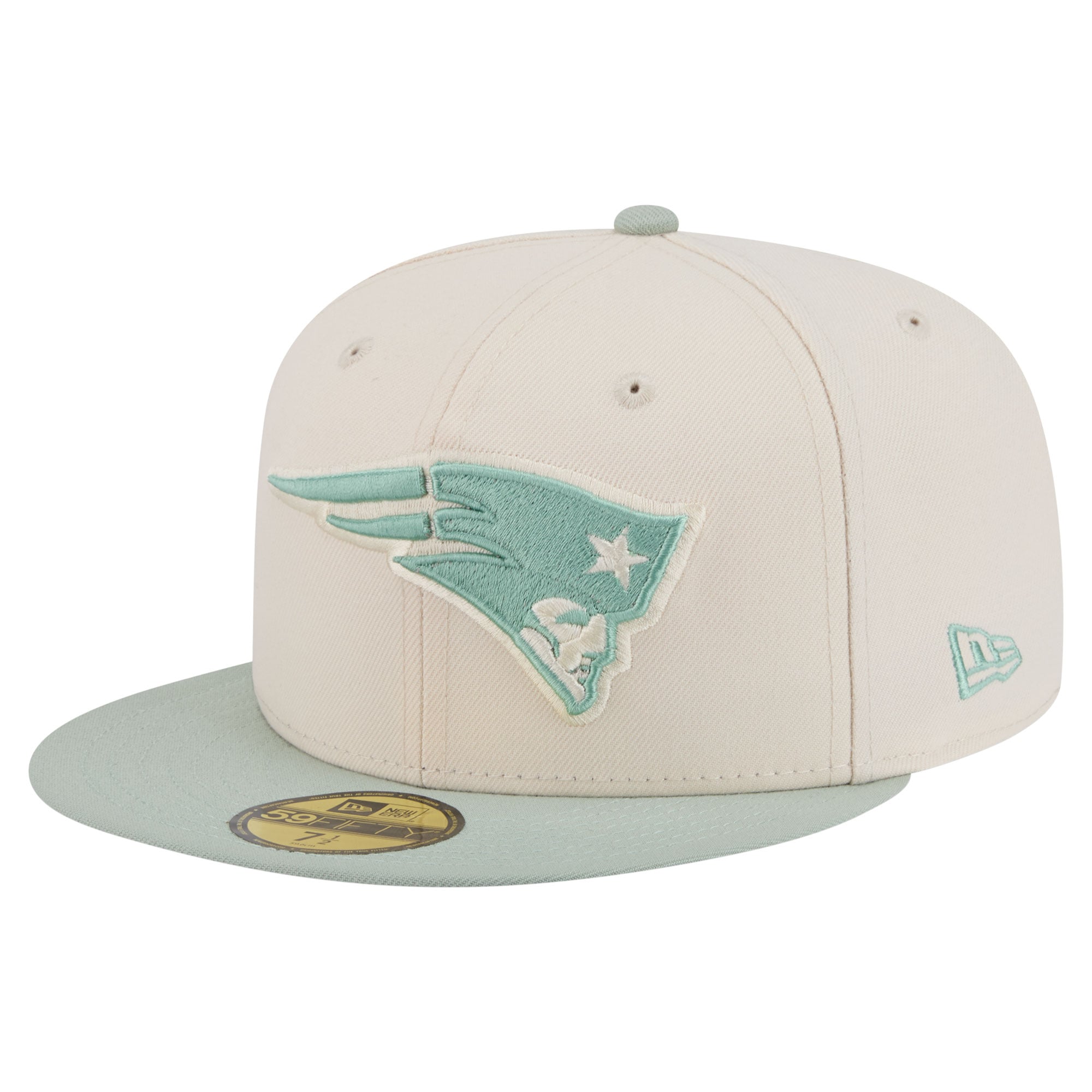 Casquette ajustée New Era 59FIFTY pour homme, coloris crème/vert clair, England Patriots
