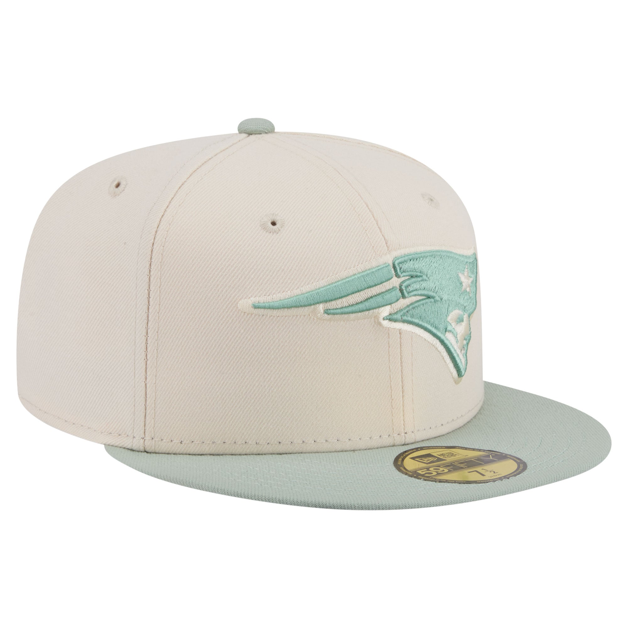 Casquette ajustée New Era 59FIFTY pour homme, coloris crème/vert clair, England Patriots