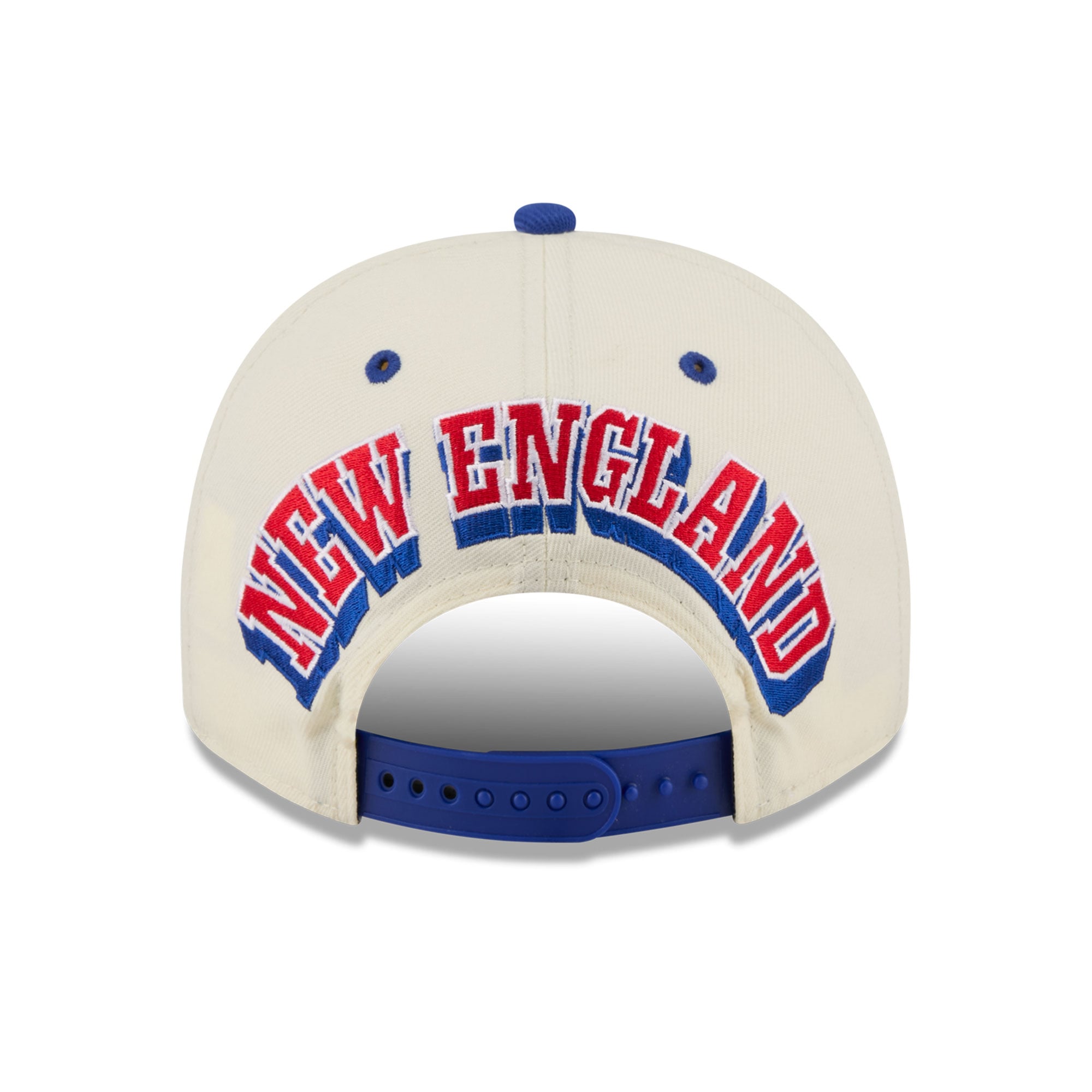 Men's New Era Cream/Royal New England Patriots Rear Wordmark A-Frame 9FIFTY Snapback Hat