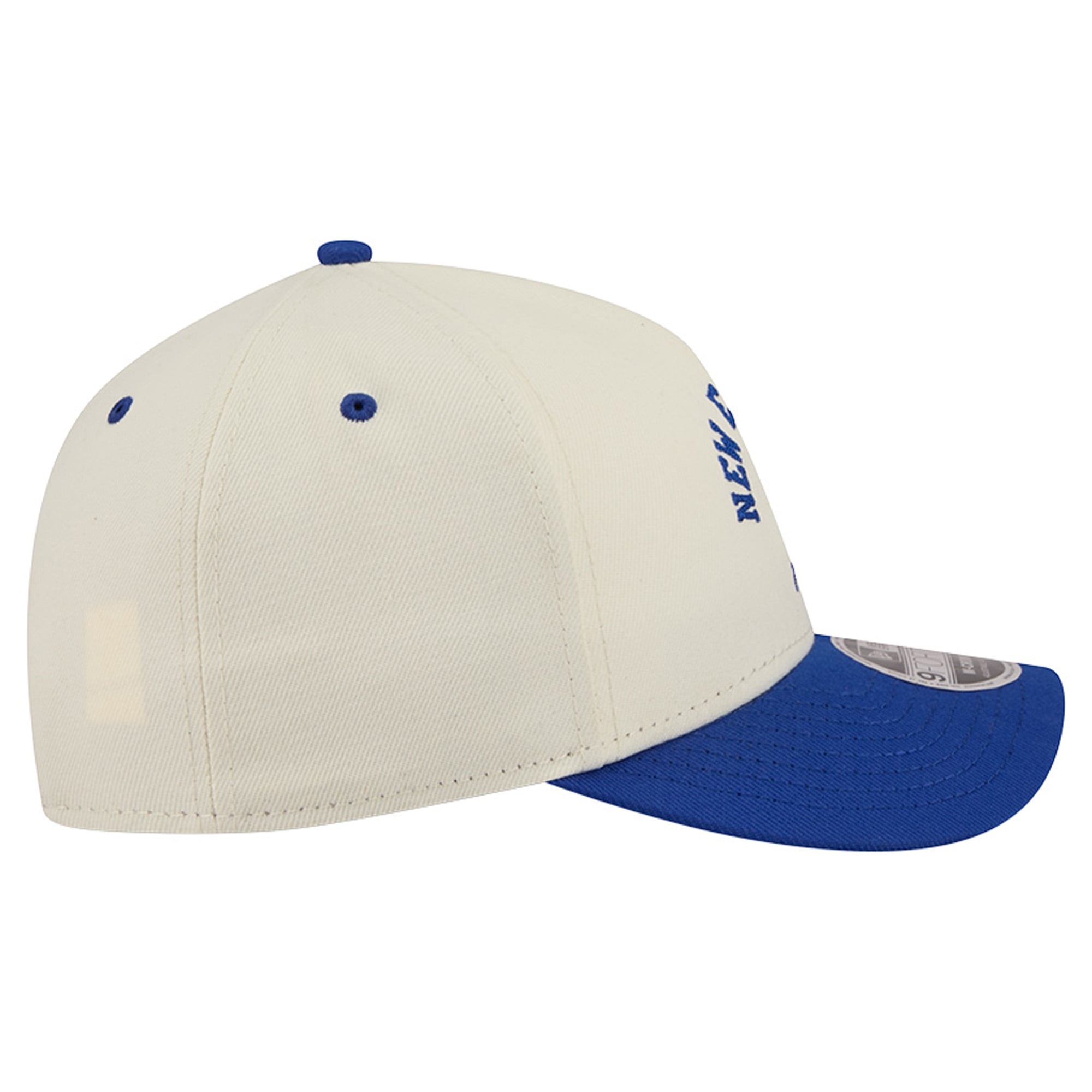 Men's New Era Cream/Royal New England Patriots Throwback Arch 9FORTY A-Frame M-Crown Adjustable Hat