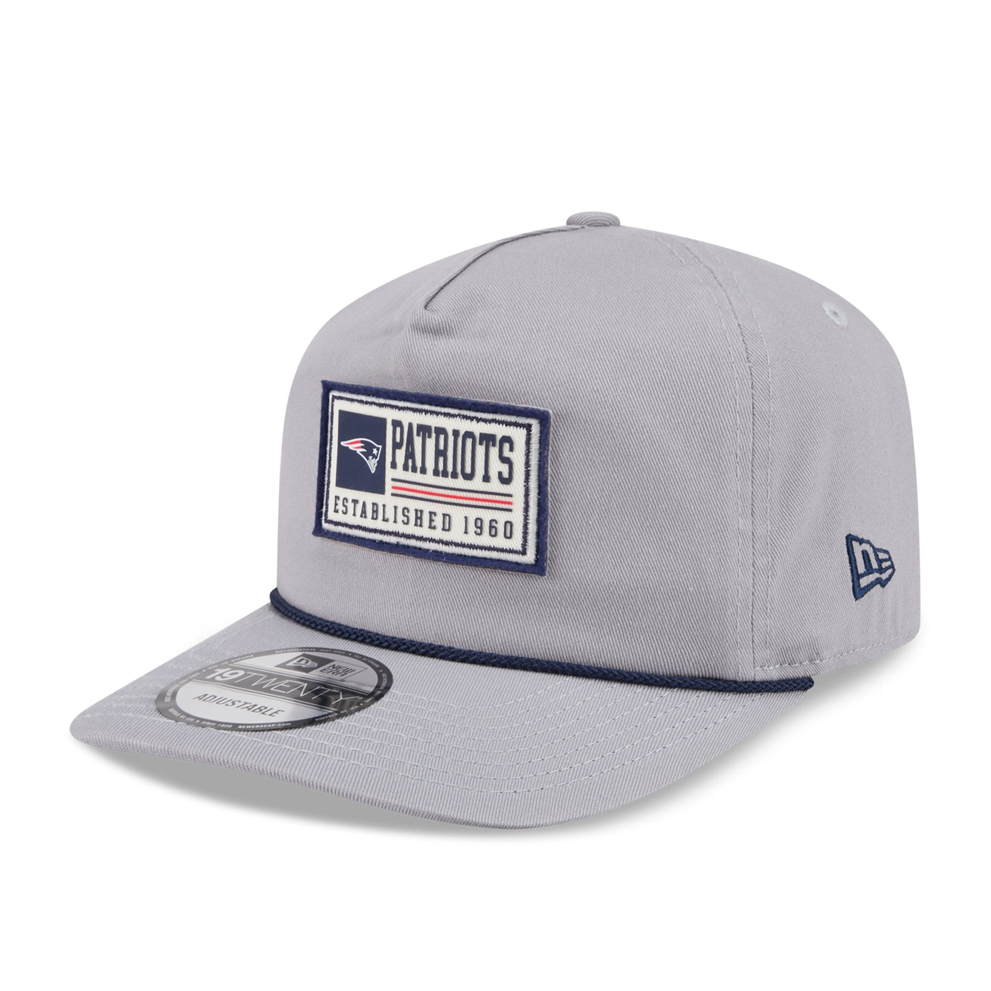 Casquette ajustable New Era grise pour homme avec écusson des New England Patriots (modèle 19TWENTY).