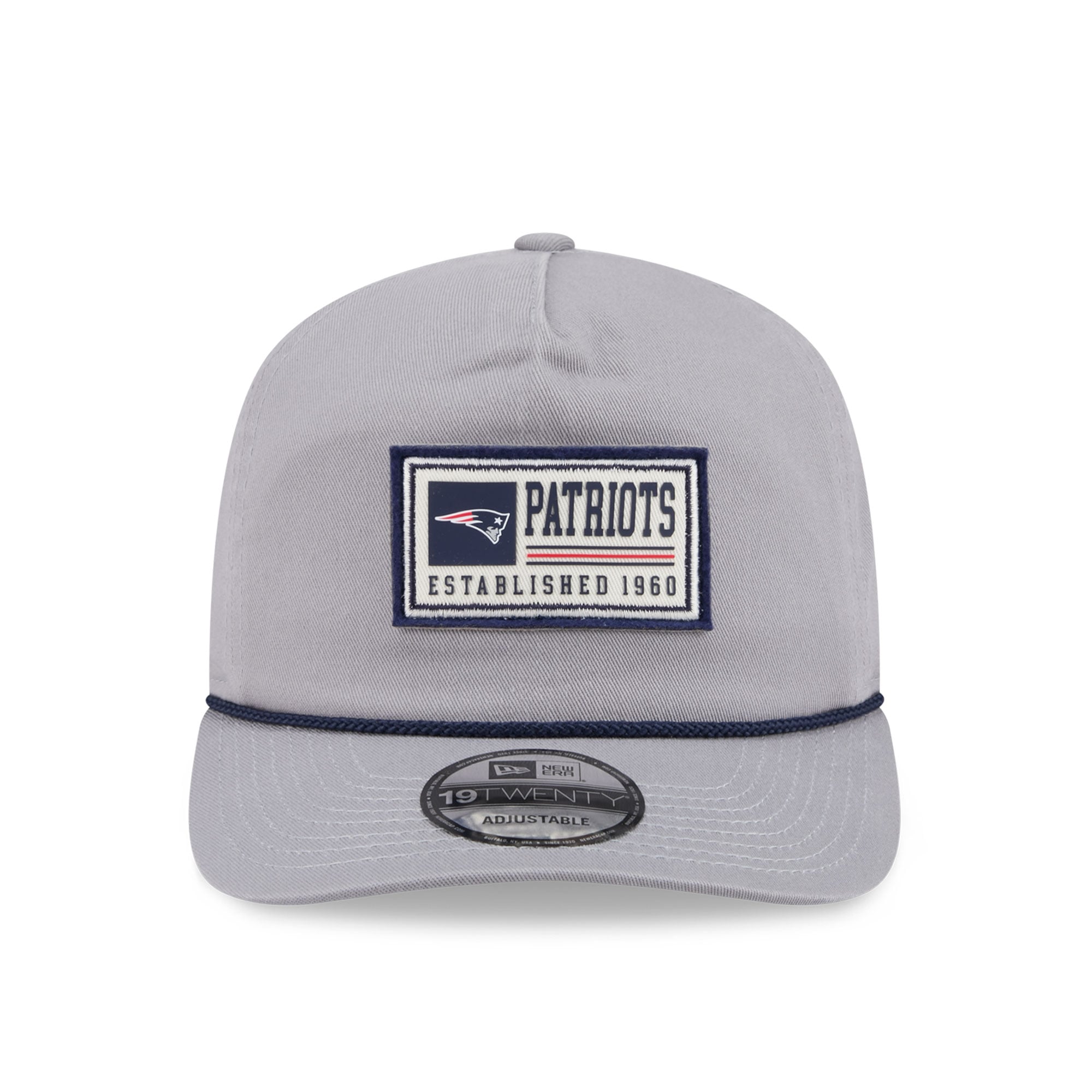 Casquette ajustable New Era grise pour homme avec écusson des New England Patriots (modèle 19TWENTY).