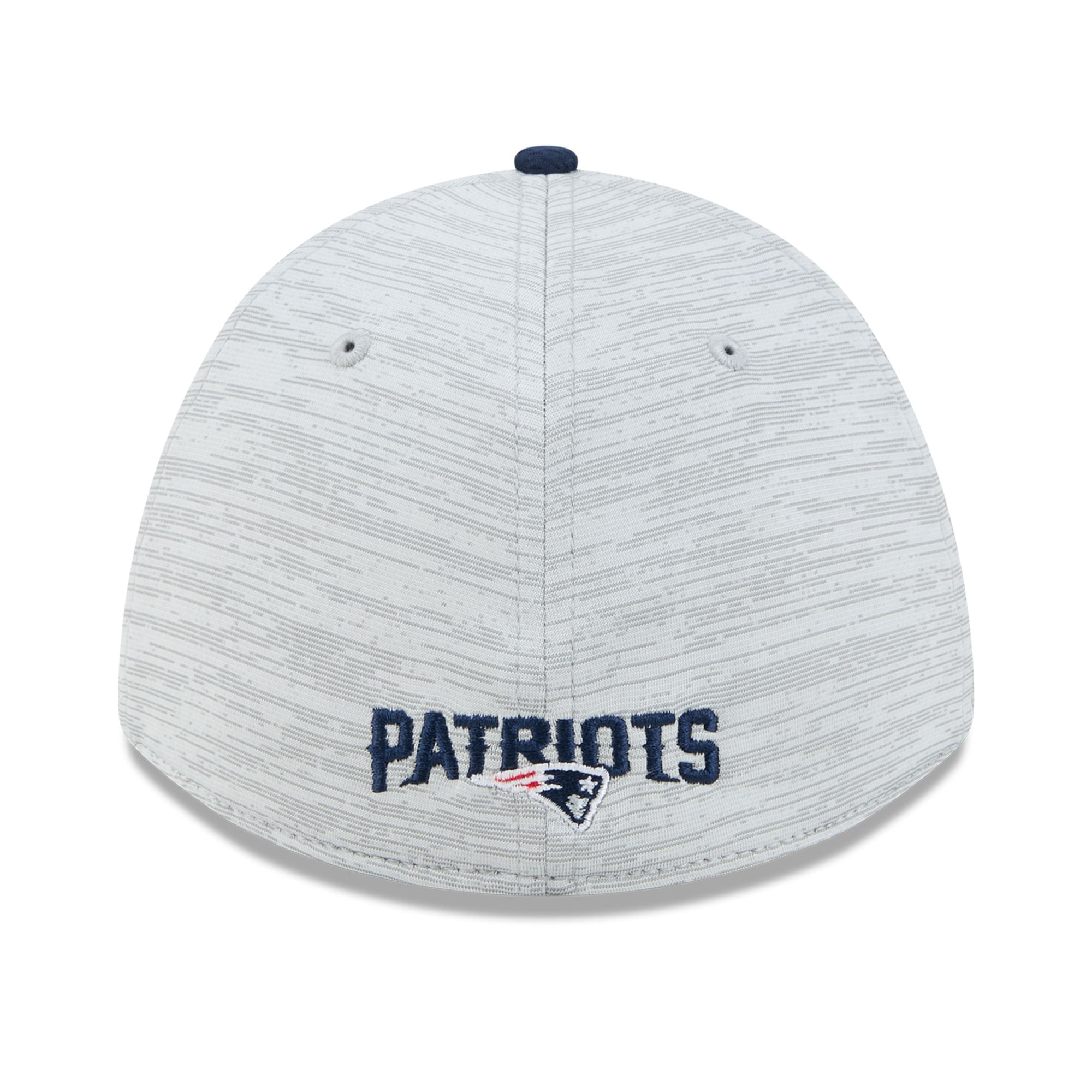 Men's New Era Gray/Navy England Patriots Tech M-Crown A-Frame 39THIRTY Flex Hat