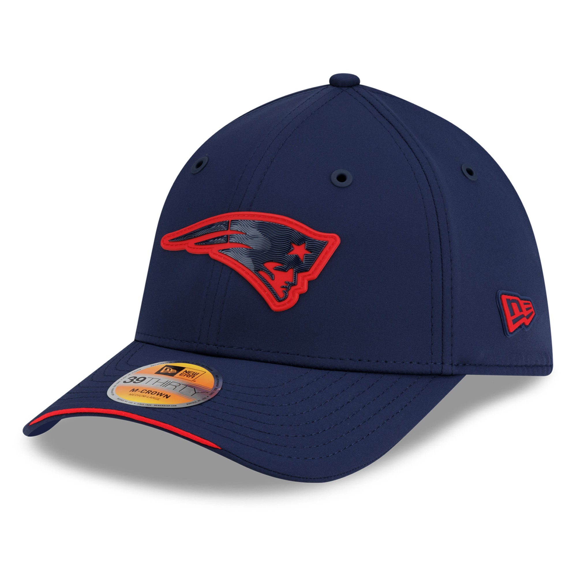 Casquette New Era bleu marine England Patriots 2026 Sideline 39THIRTY M-Crown Flex pour homme