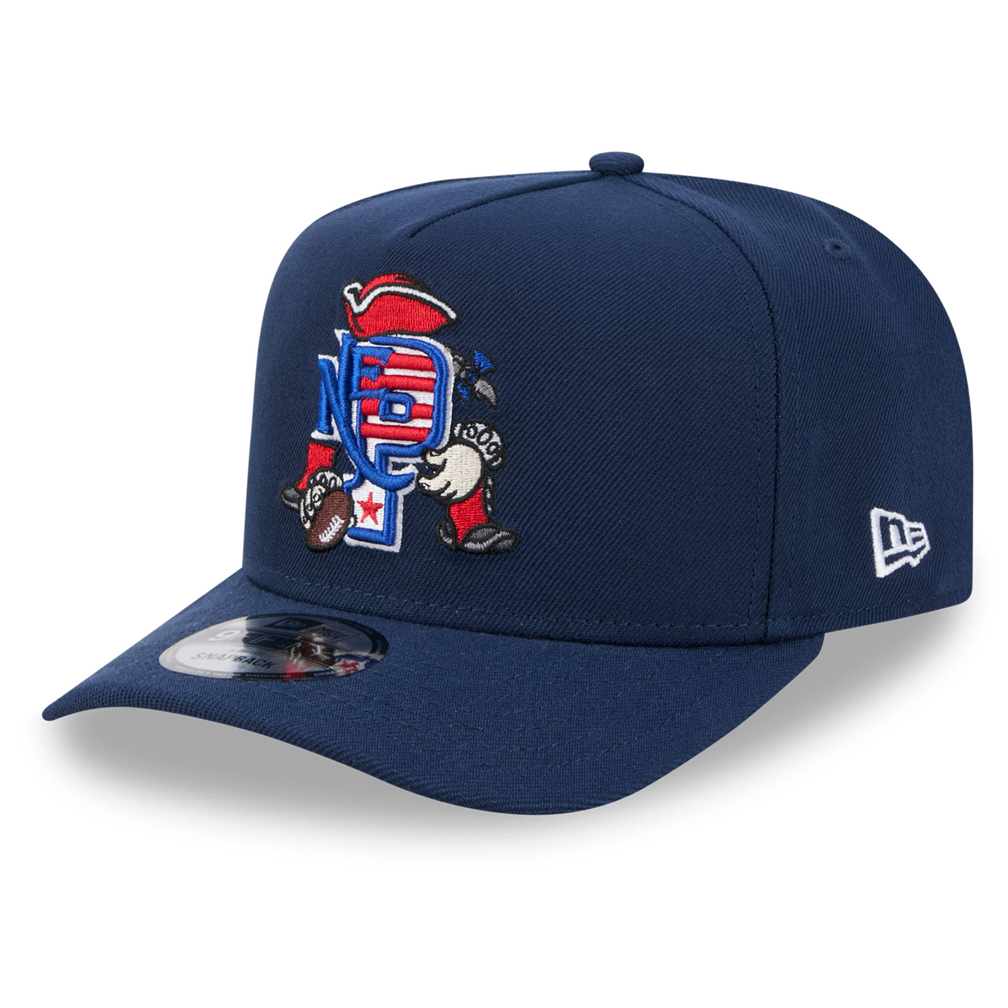 Casquette snapback New Era 9FIFTY pour homme, bleu marine, motif dessin animé des New England Patriots