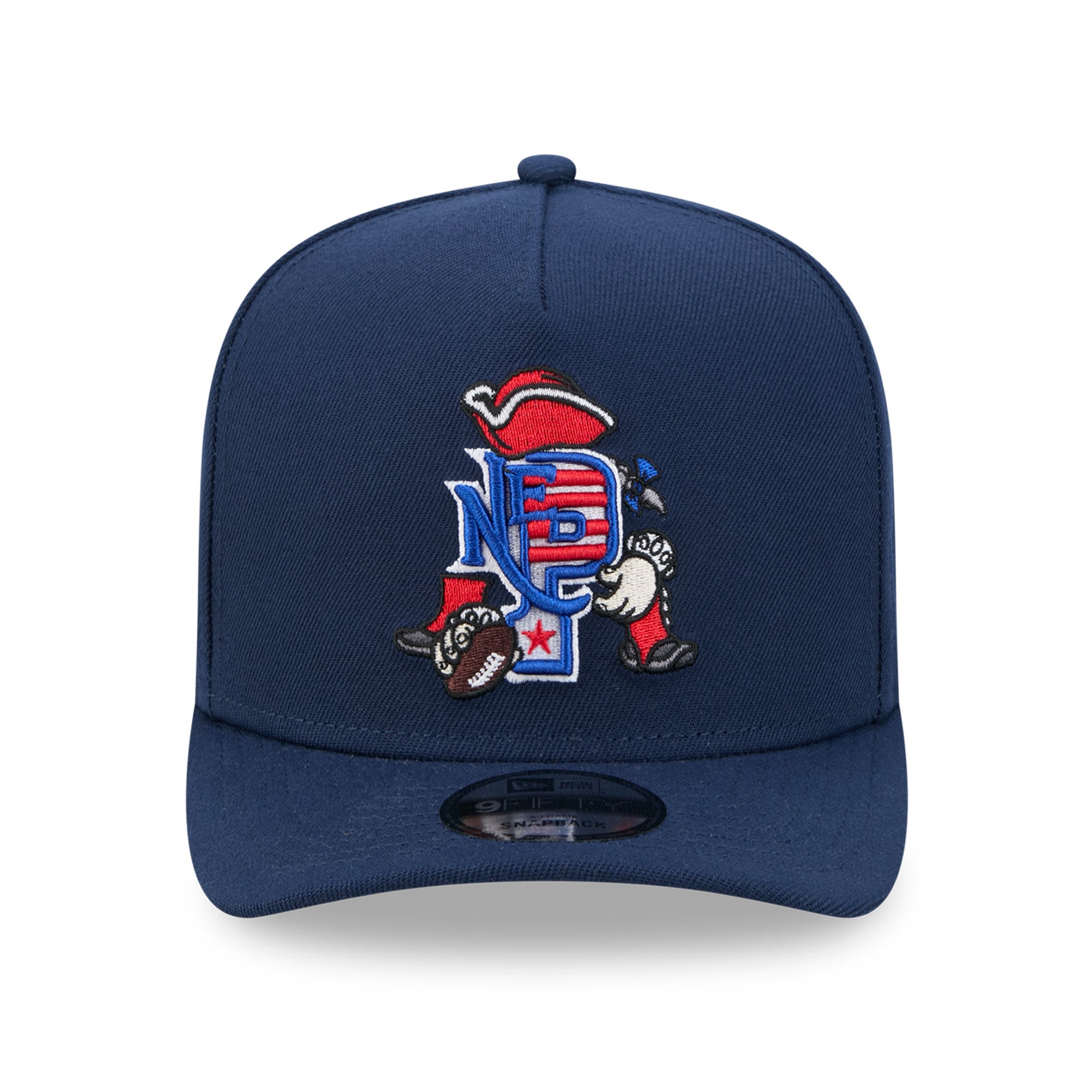 Casquette snapback New Era 9FIFTY pour homme, bleu marine, motif dessin animé des New England Patriots