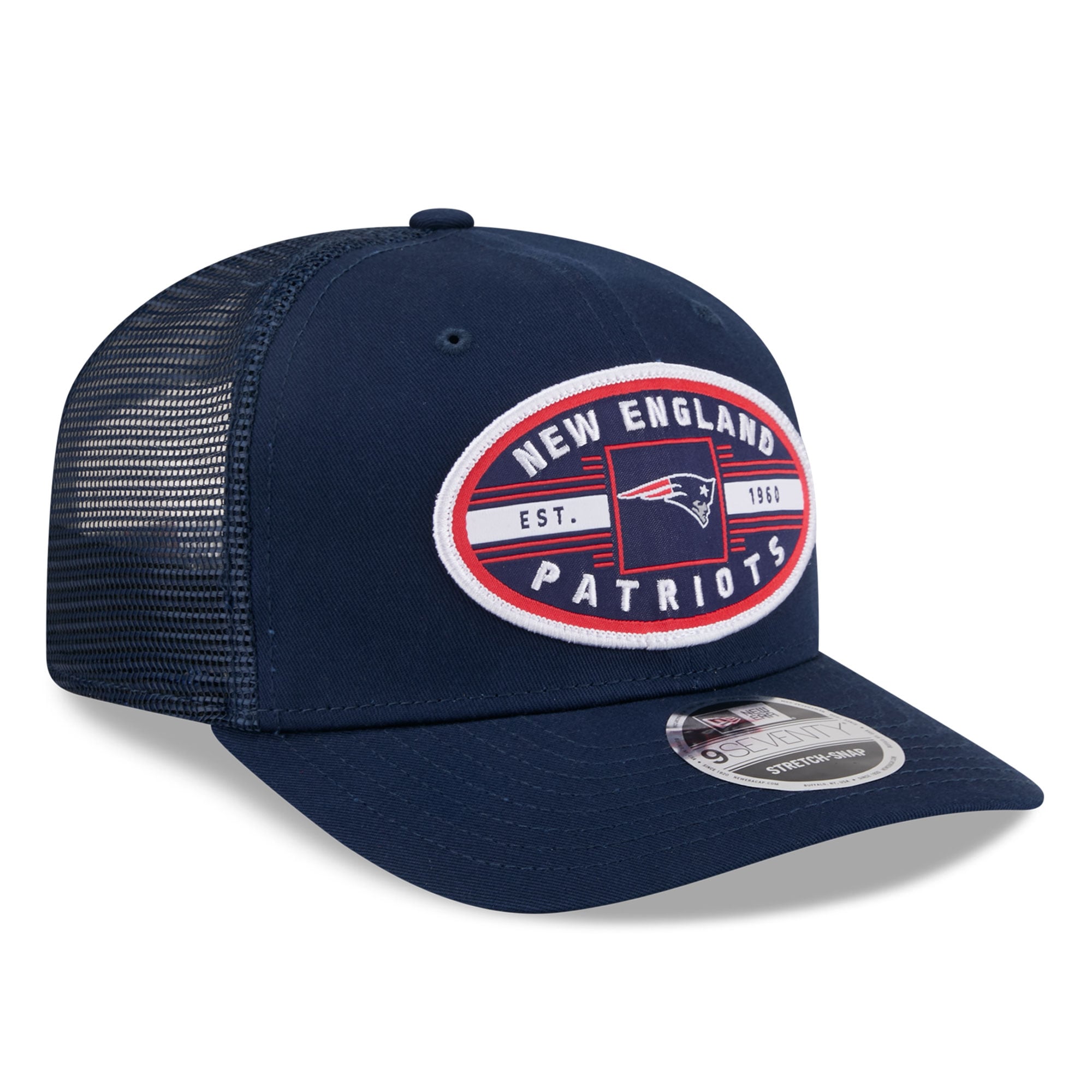 Casquette trucker New Era bleu marine New England Patriots 9SEVENTY pour homme