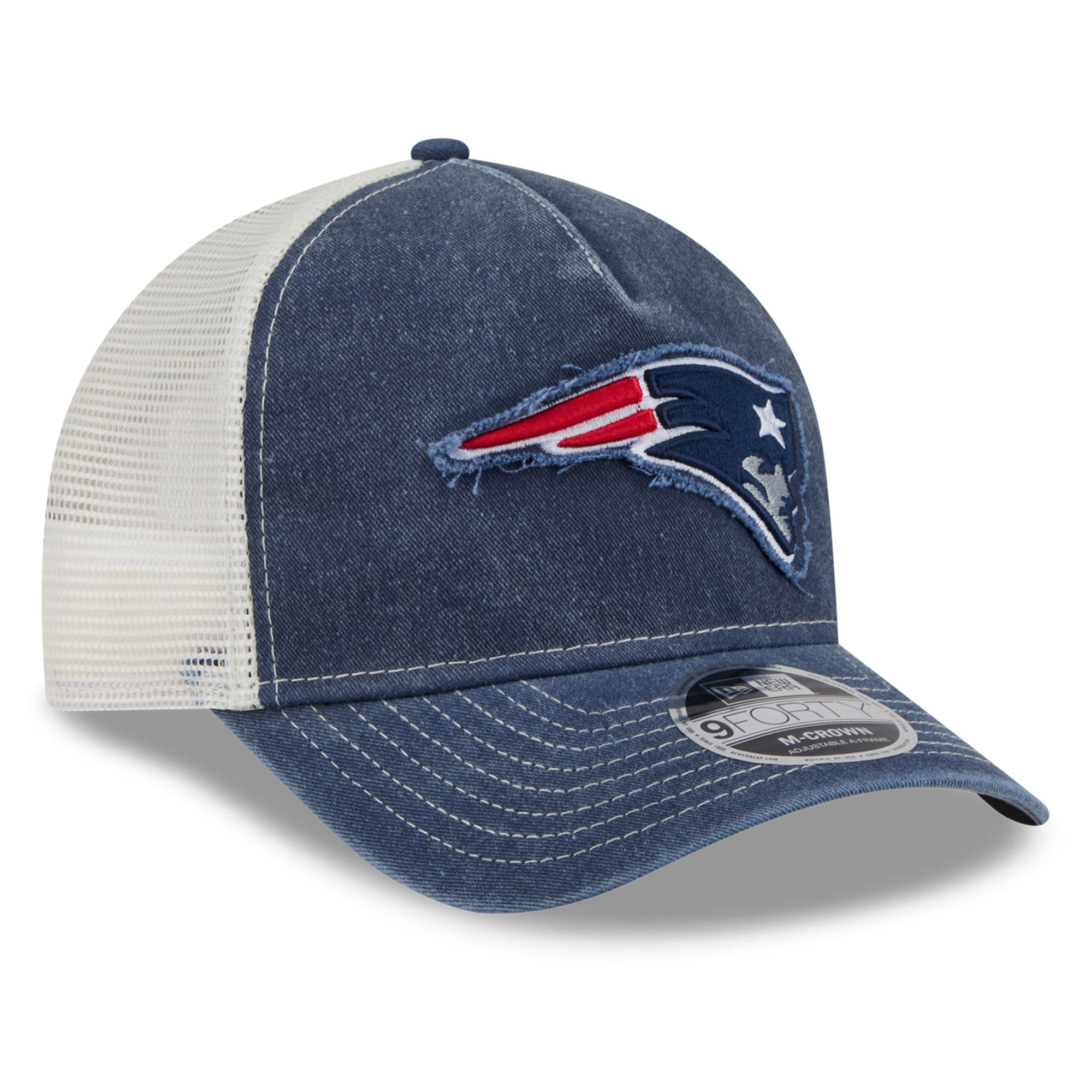 Casquette trucker ajustable New Era bleu marine New England Patriots 9FORTY pour homme