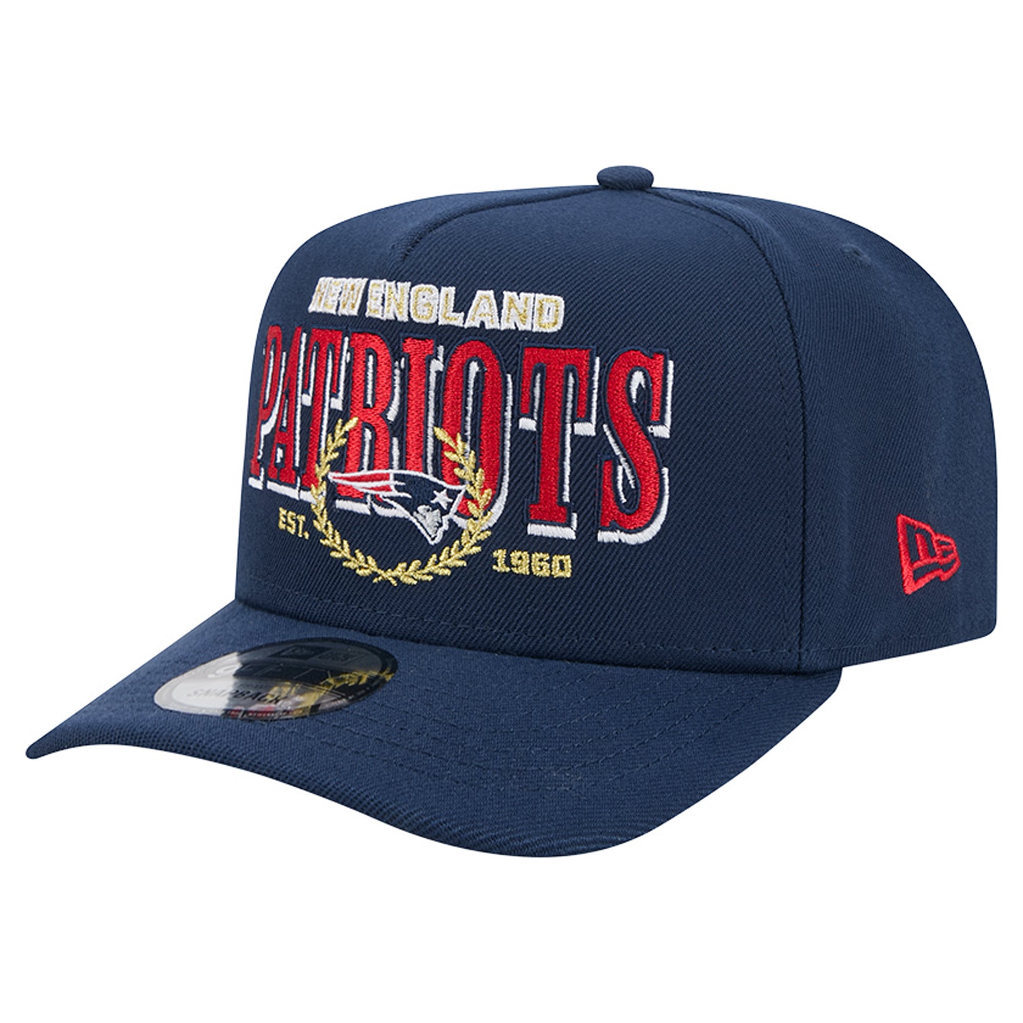 Men's New Era Navy New England Patriots Laurel A-Frame 9FIFTY Snapback Hat