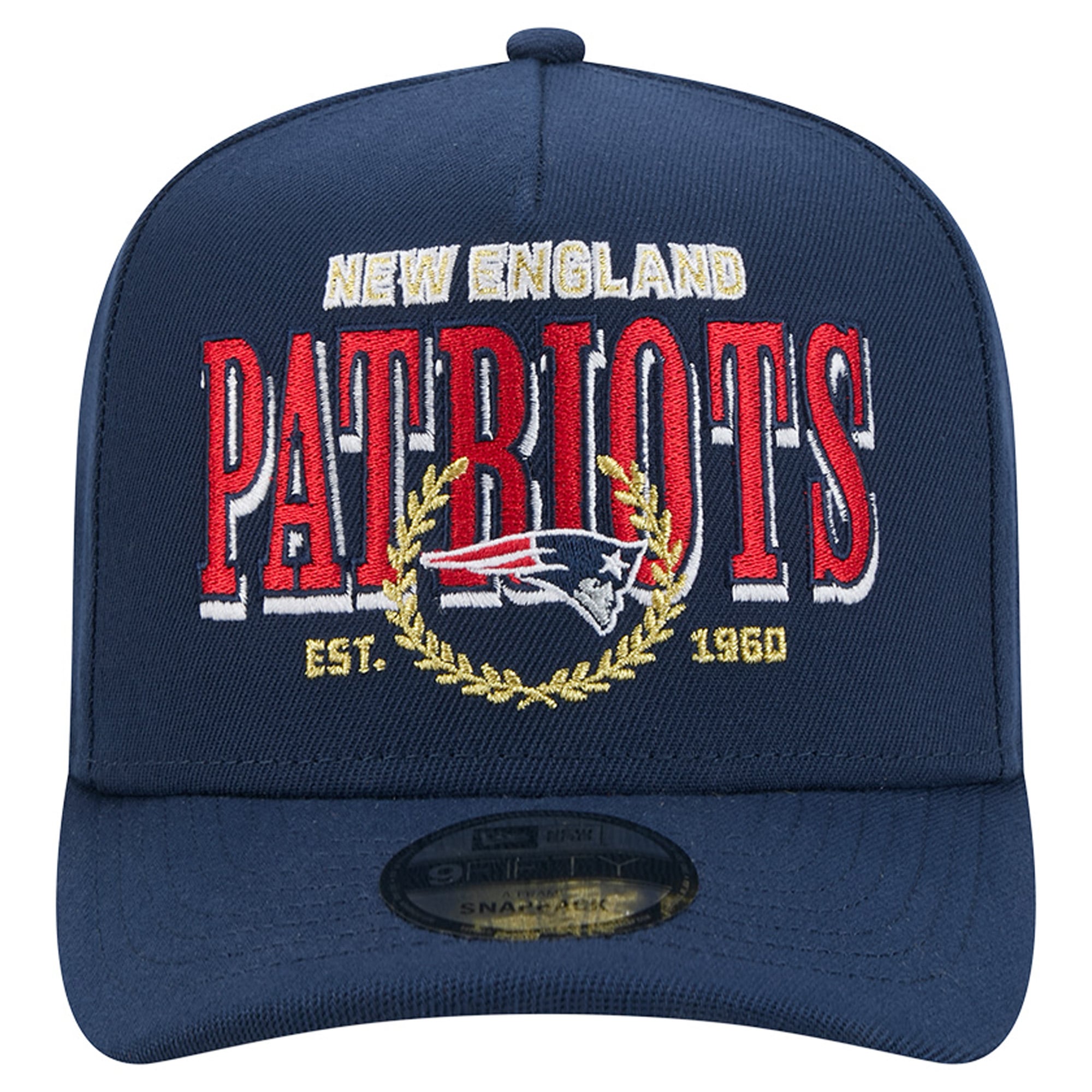 Men's New Era Navy New England Patriots Laurel A-Frame 9FIFTY Snapback Hat