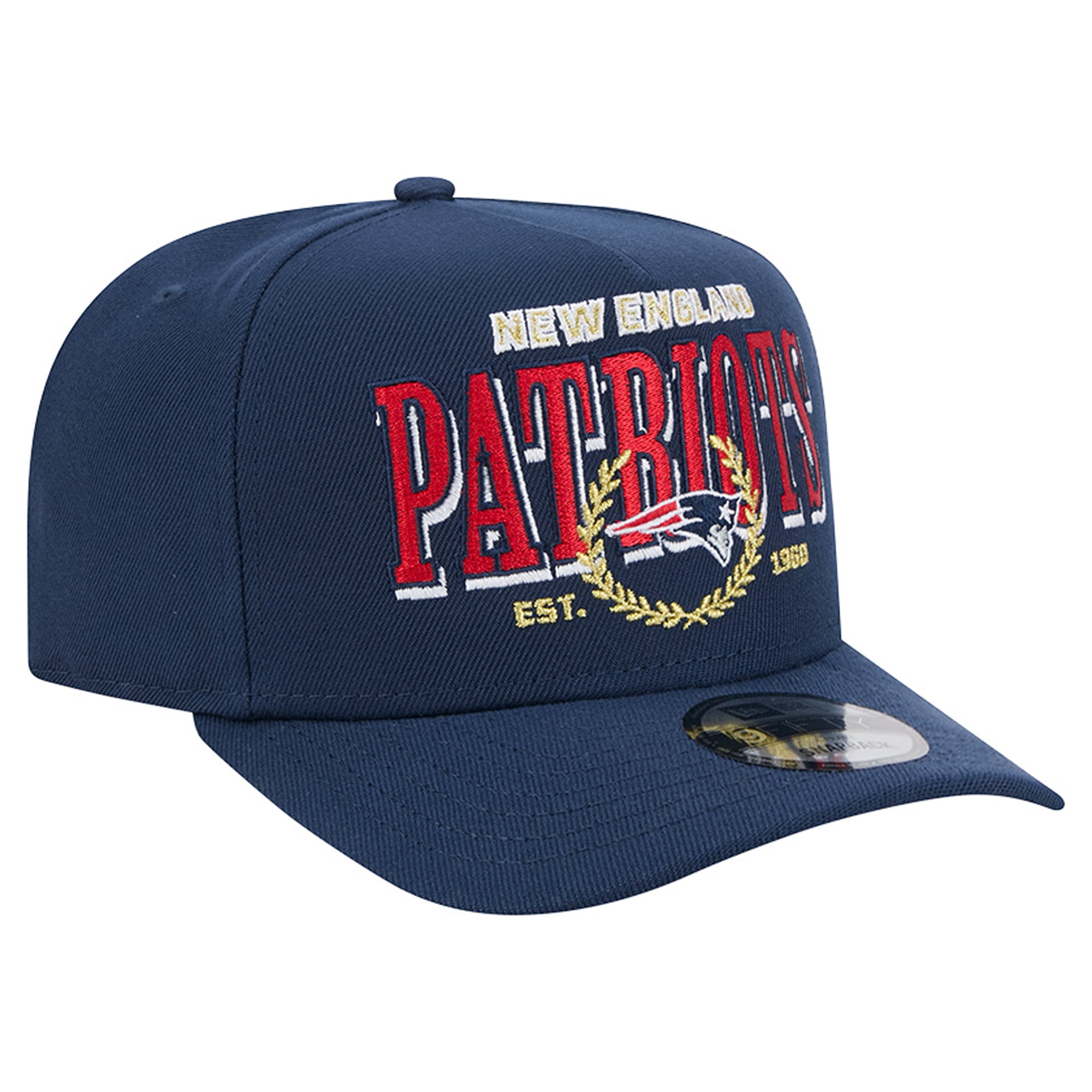 Men's New Era Navy New England Patriots Laurel A-Frame 9FIFTY Snapback Hat