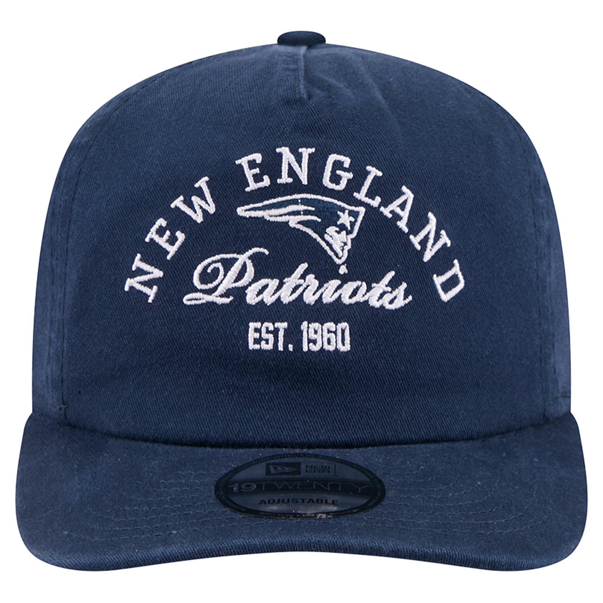 Men's New Era Navy New England Patriots Stacked 19TWENTY Adjustable Hat