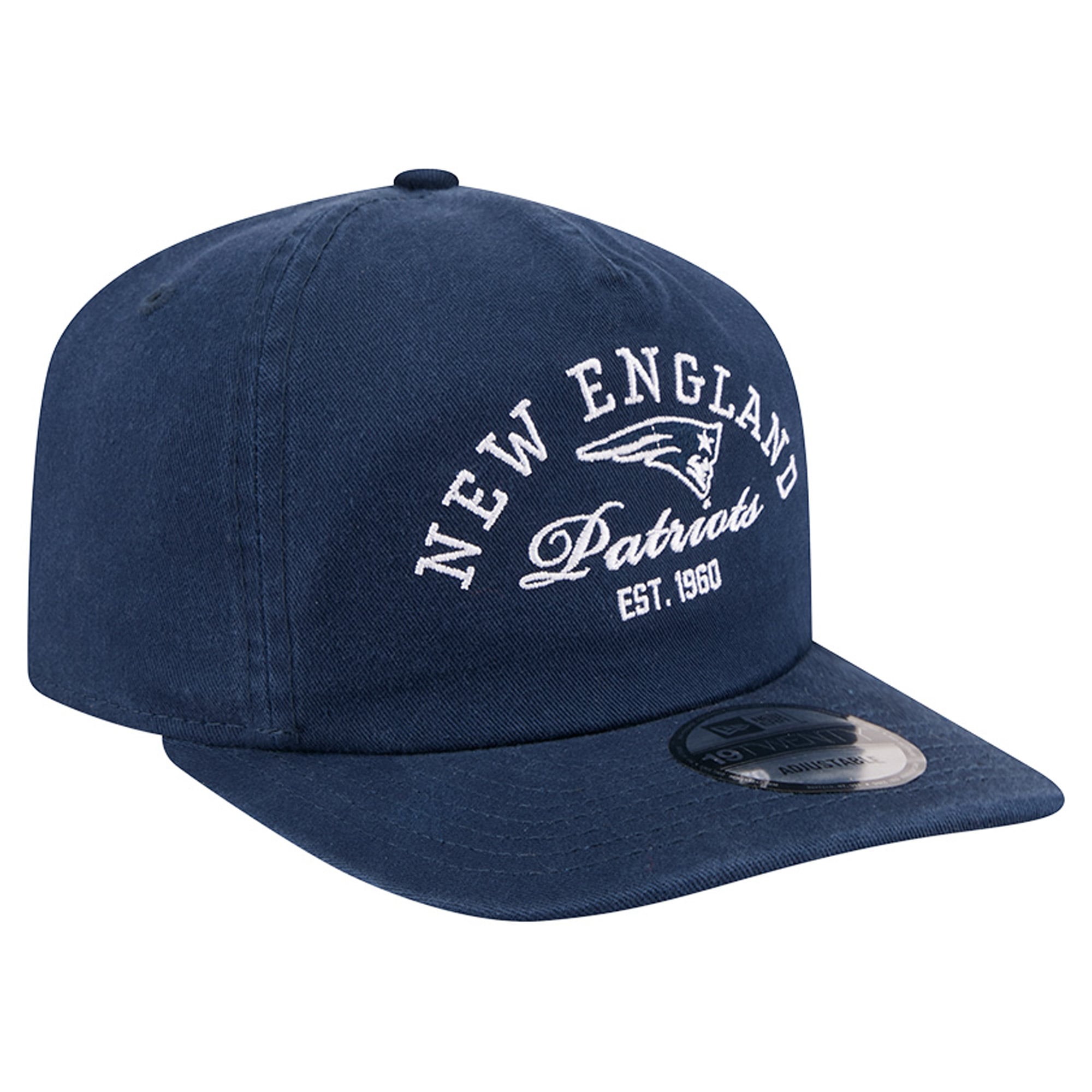 Men's New Era Navy New England Patriots Stacked 19TWENTY Adjustable Hat