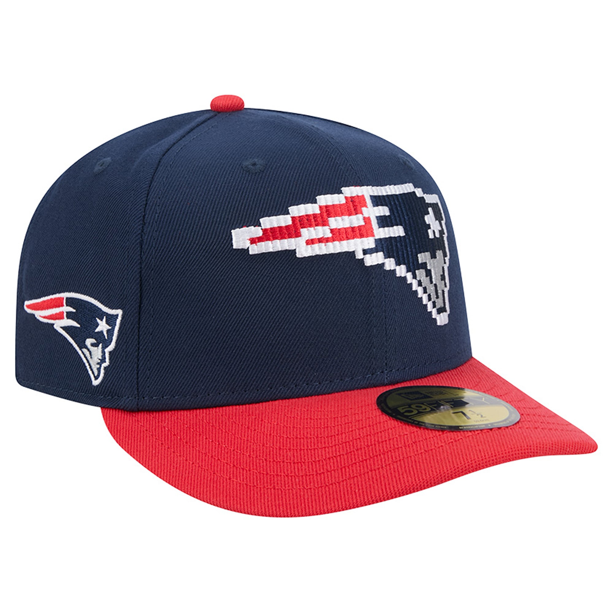 Men's New Era Navy/Red England Patriots Pixel Curved 59FIFTY Fitted Hat