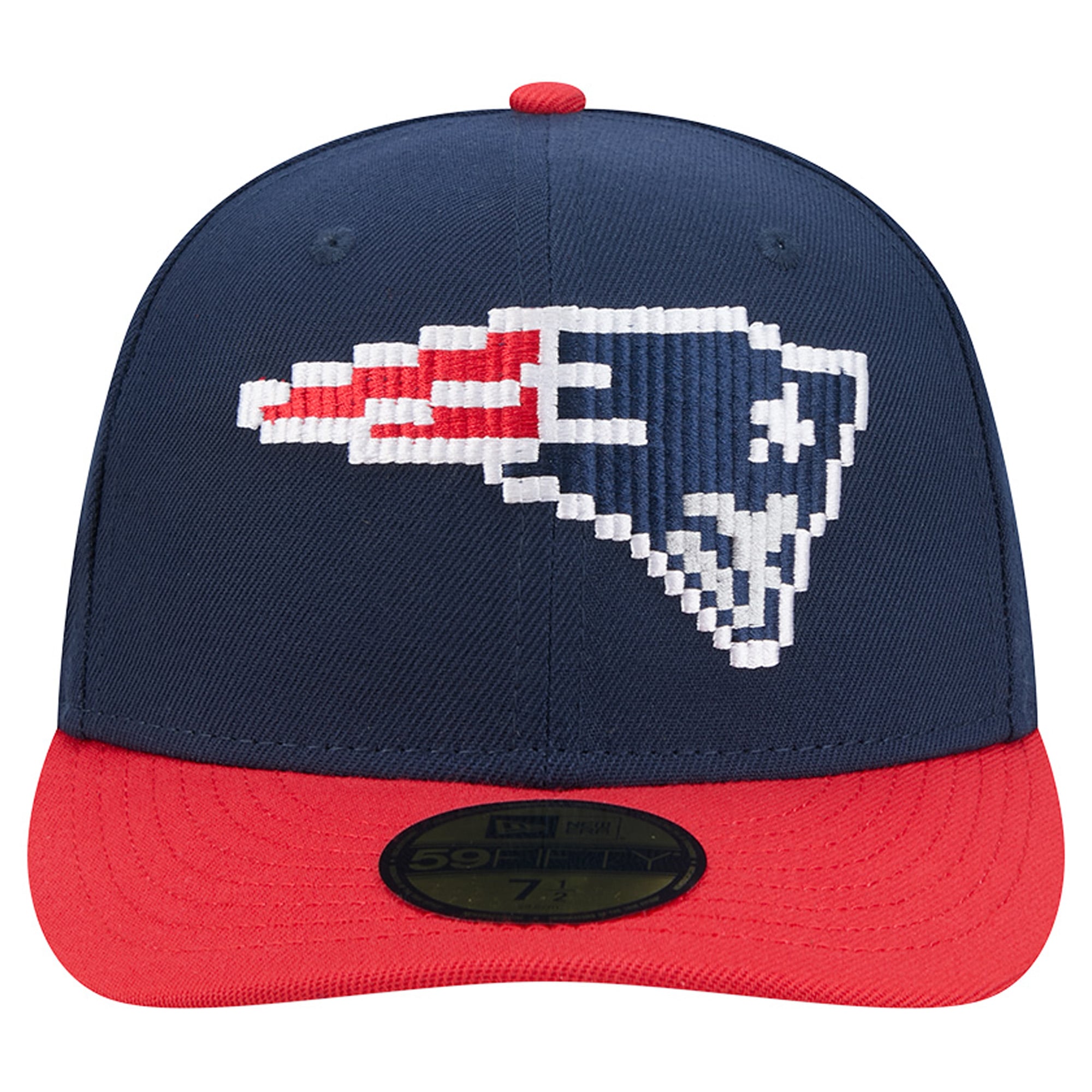 Men's New Era Navy/Red England Patriots Pixel Curved 59FIFTY Fitted Hat