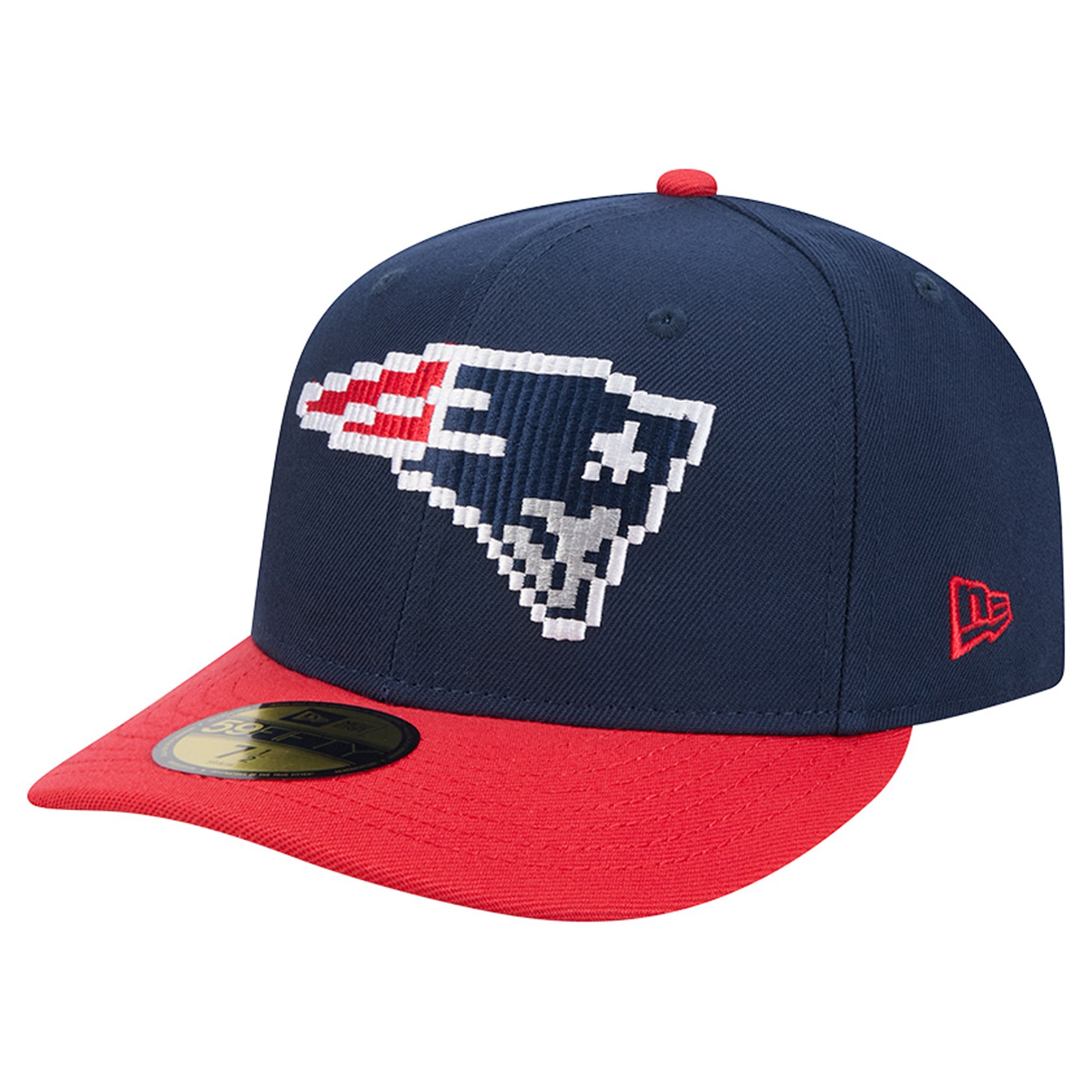 Men's New Era Navy/Red England Patriots Pixel Curved 59FIFTY Fitted Hat