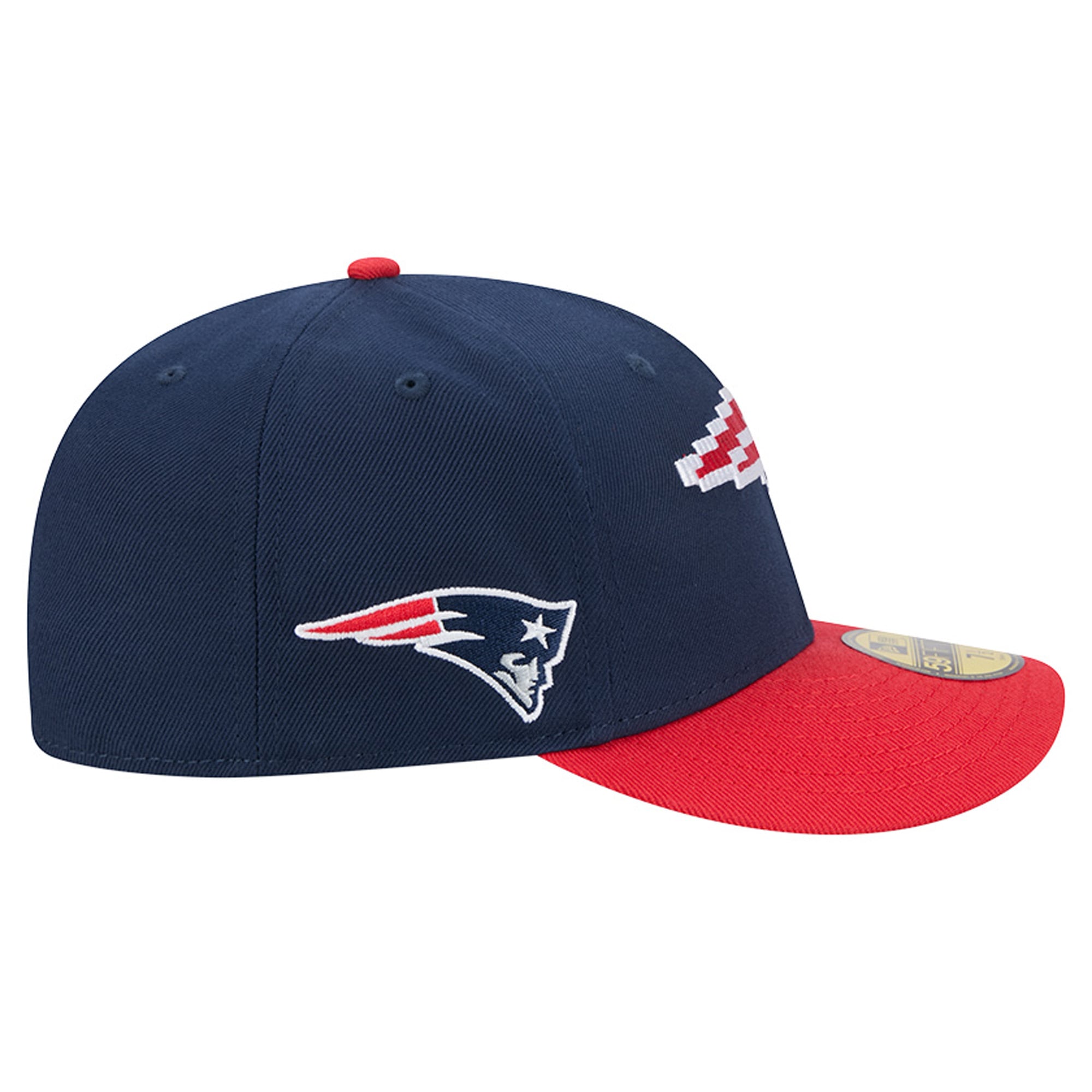 Men's New Era Navy/Red England Patriots Pixel Curved 59FIFTY Fitted Hat