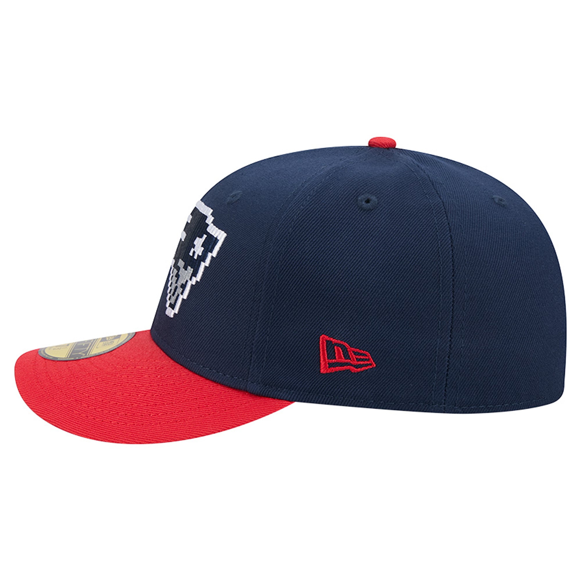 Men's New Era Navy/Red England Patriots Pixel Curved 59FIFTY Fitted Hat