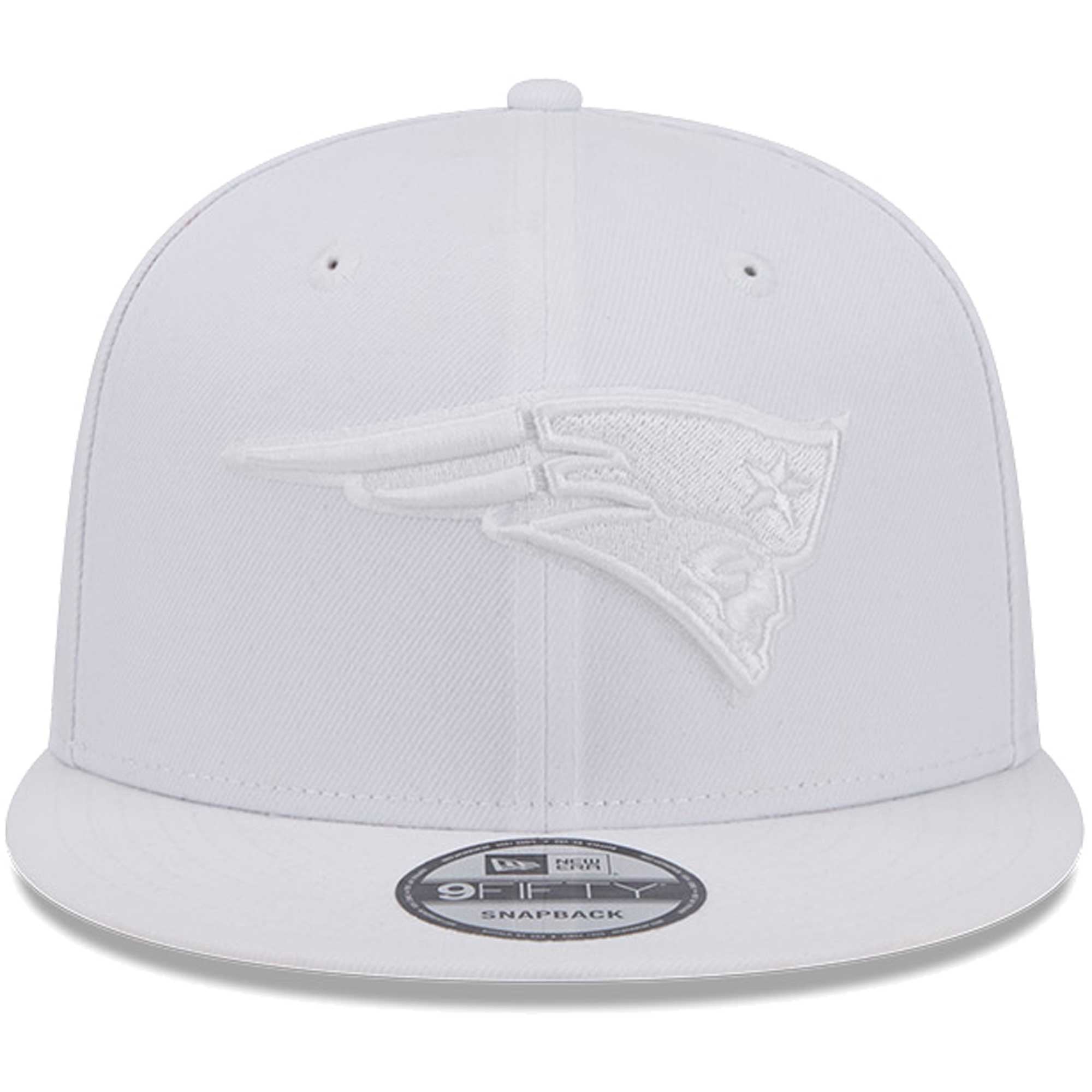 Casquette Snapback 9FIFTY Main Blanc sur Blanc New Era New England Patriots pour hommes