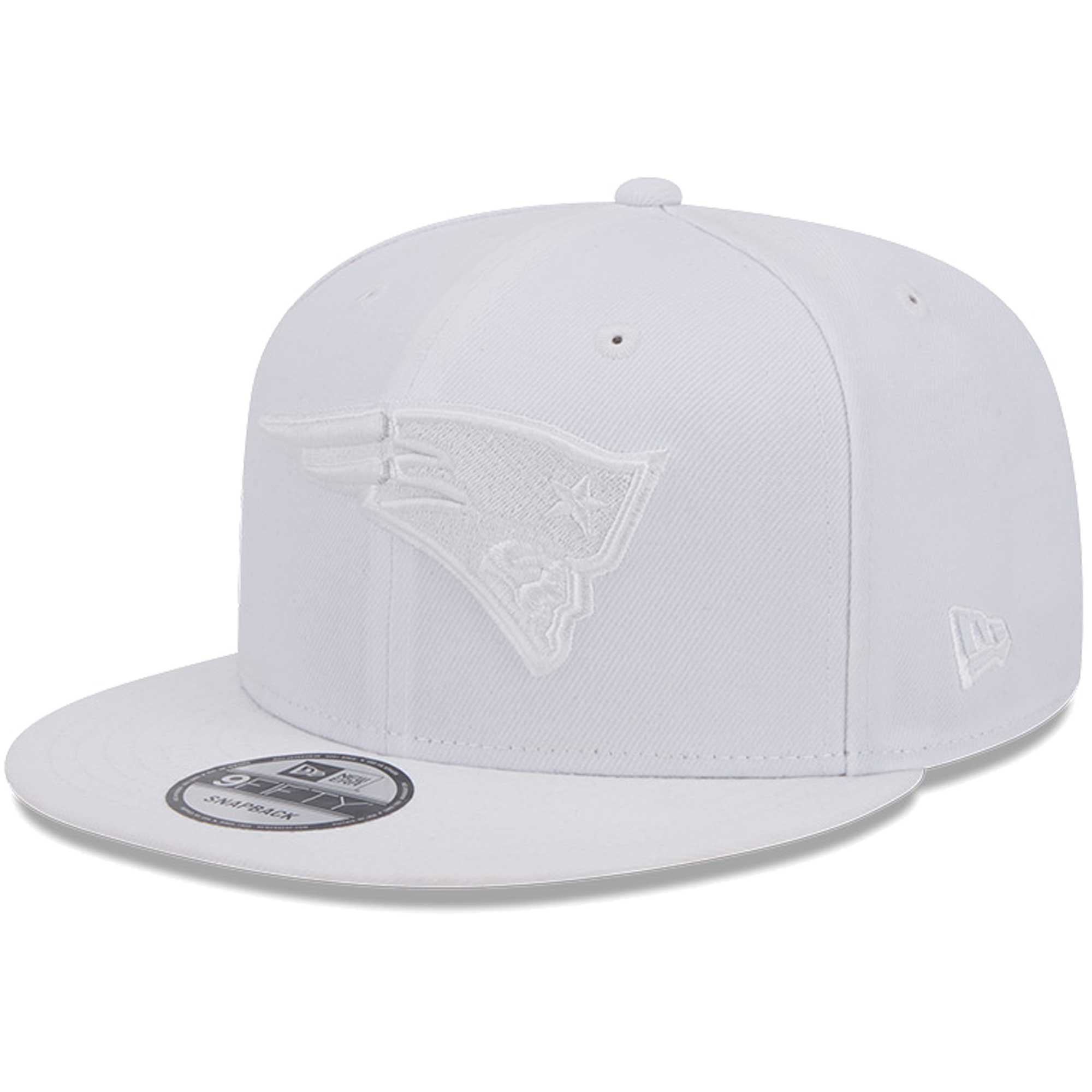 Casquette Snapback 9FIFTY Main Blanc sur Blanc New Era New England Patriots pour hommes