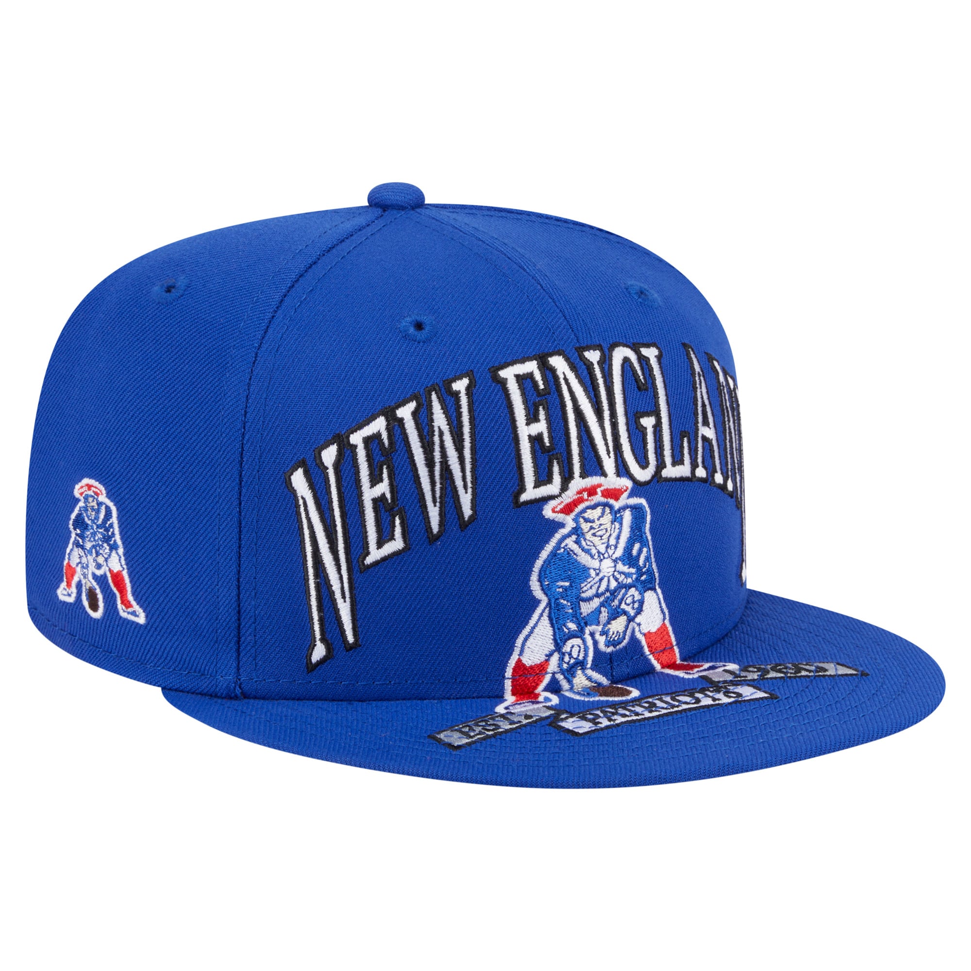 Casquette ajustée surdimensionnée New Era Royal England Patriots 59FIFTY pour homme