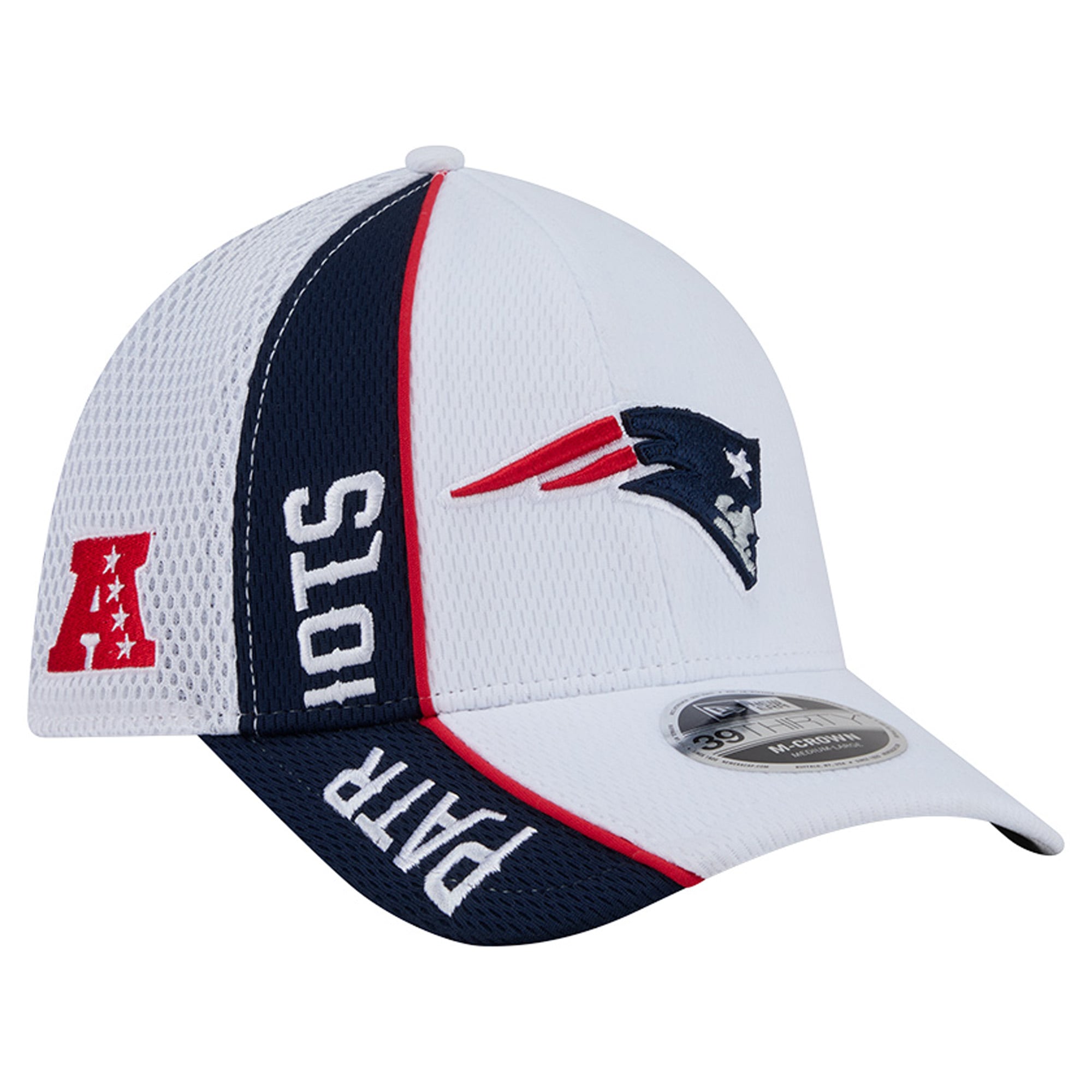 Casquette New Era blanche et marine England Patriots Dash 39THIRTY M-Crown Flex pour homme