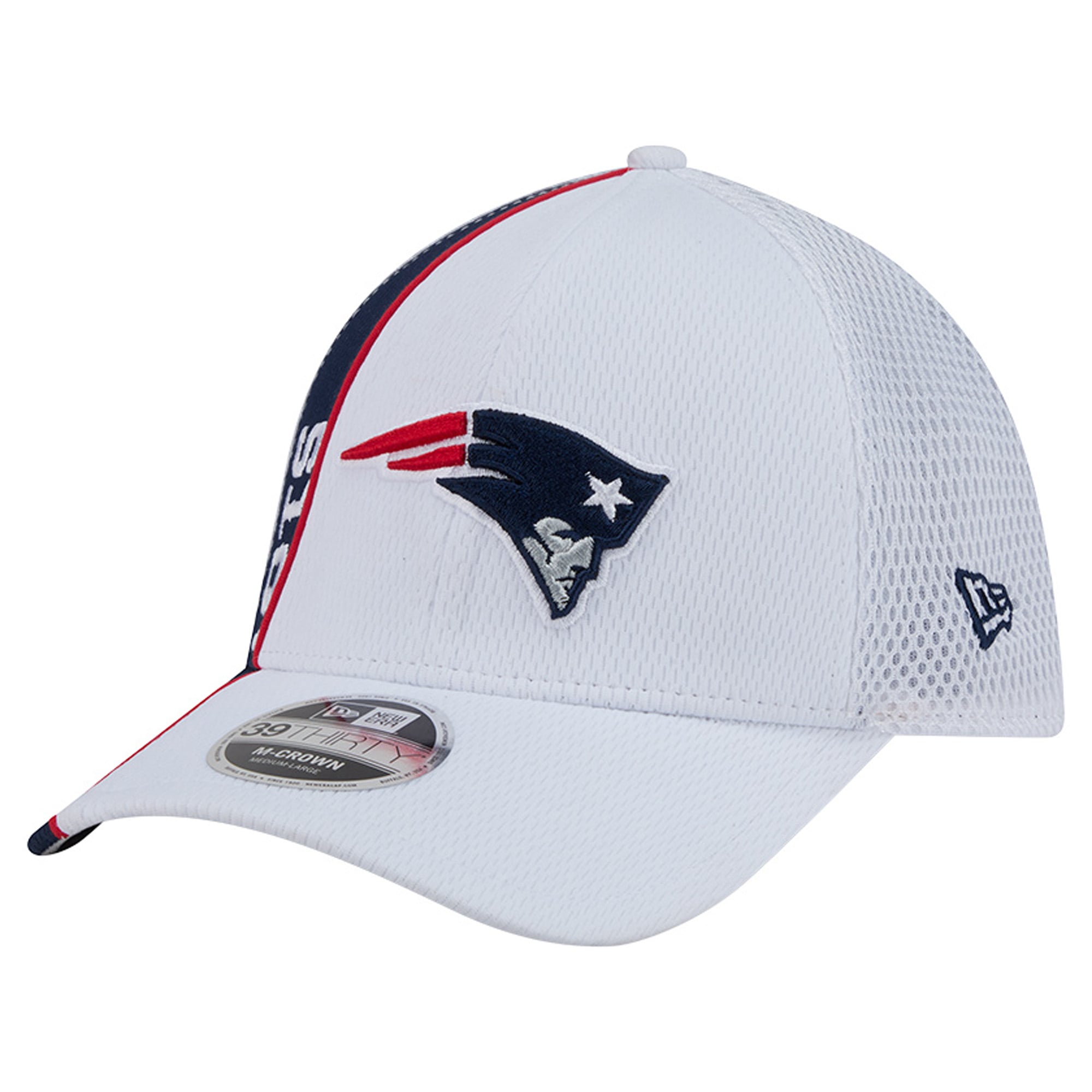 Casquette New Era blanche et marine England Patriots Dash 39THIRTY M-Crown Flex pour homme
