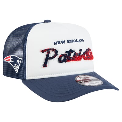 New England Patriots New Era Foam A-Frame 9FIFTY Snapback Trucker Hat - White/Navy