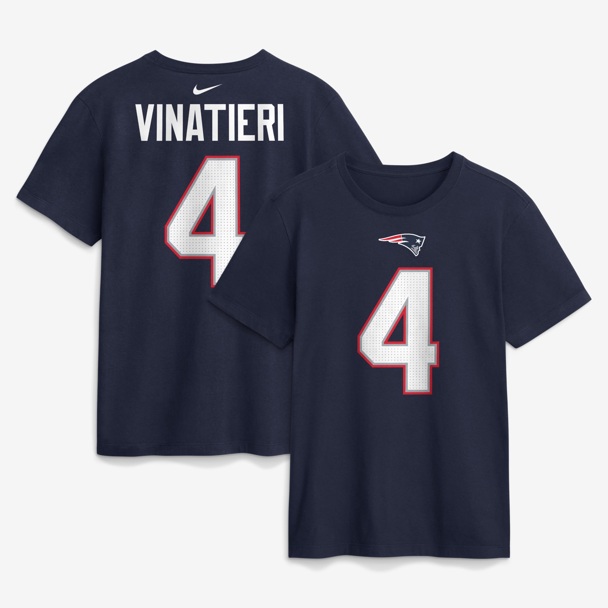 Men's Nike Adam Vinatieri Navy New England Patriots Retired Name & Number T-Shirt