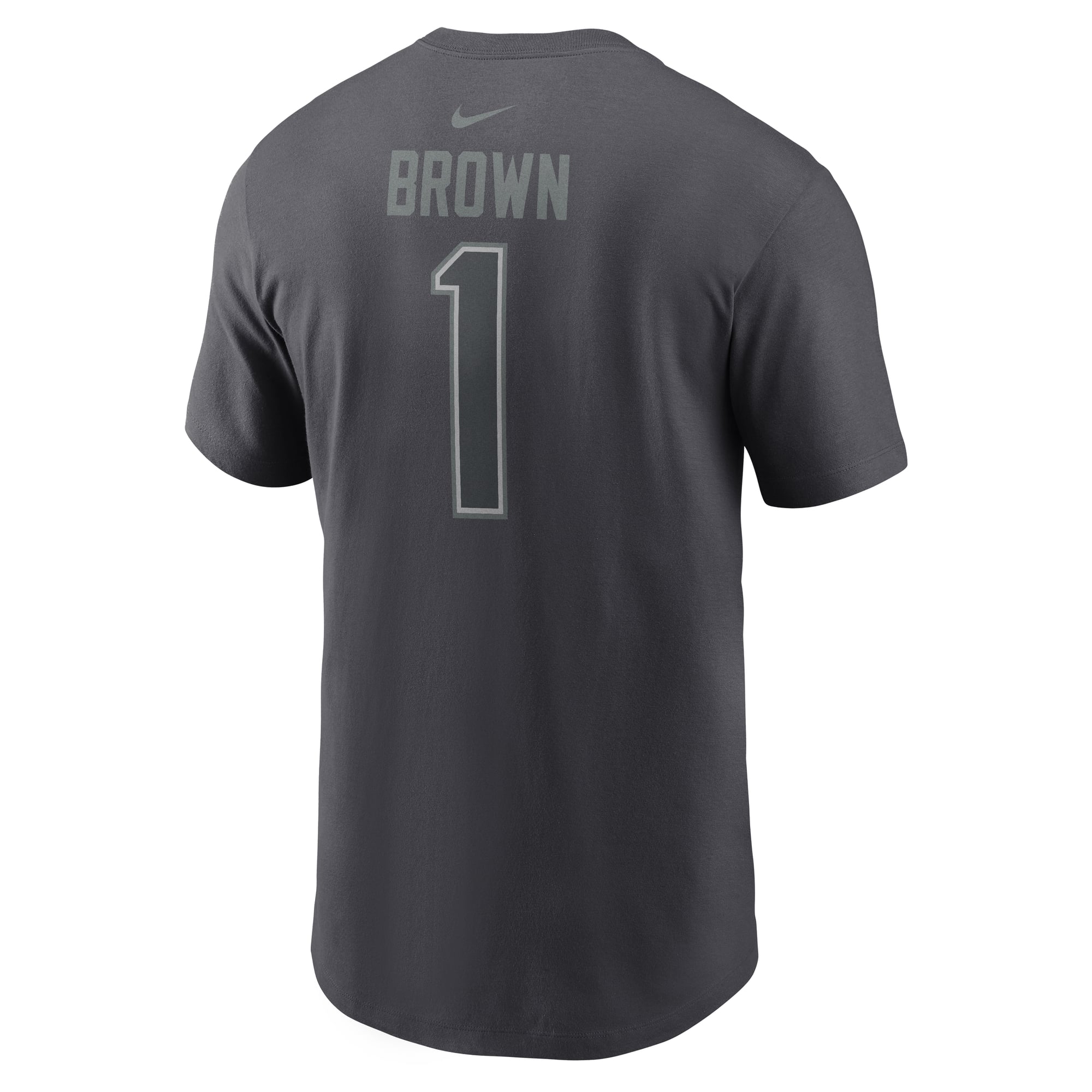 T-shirt Nike A.J. Brown anthracite pour homme, New England Patriots, avec nom et numéro