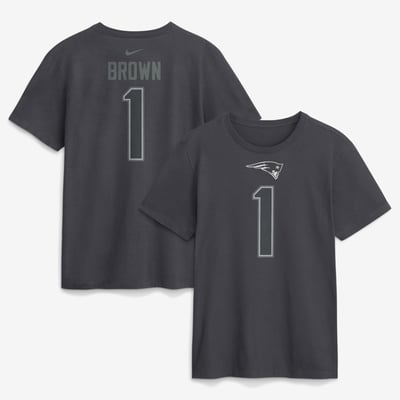 A.J. Brown New England Patriots Nike Name & Number T-Shirt - Anthracite