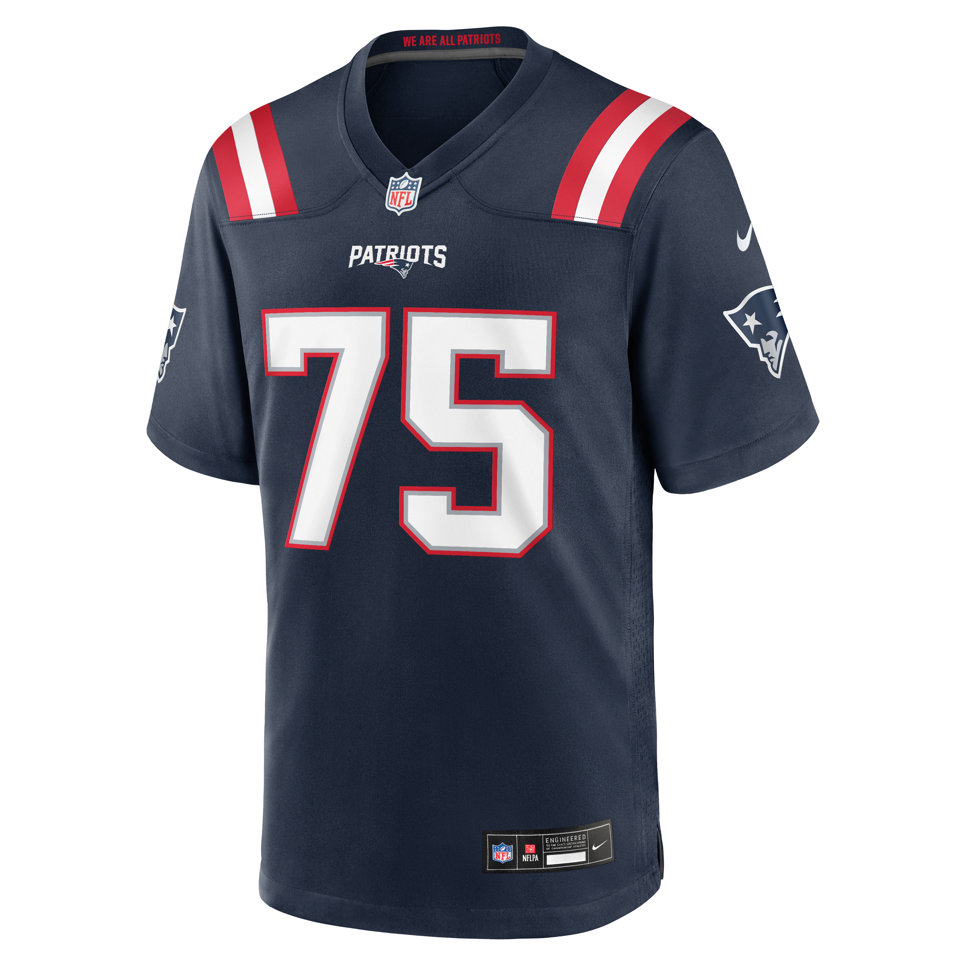 Men's Nike Alijah Vera-Tucker Navy New England Patriots Team Game Jersey