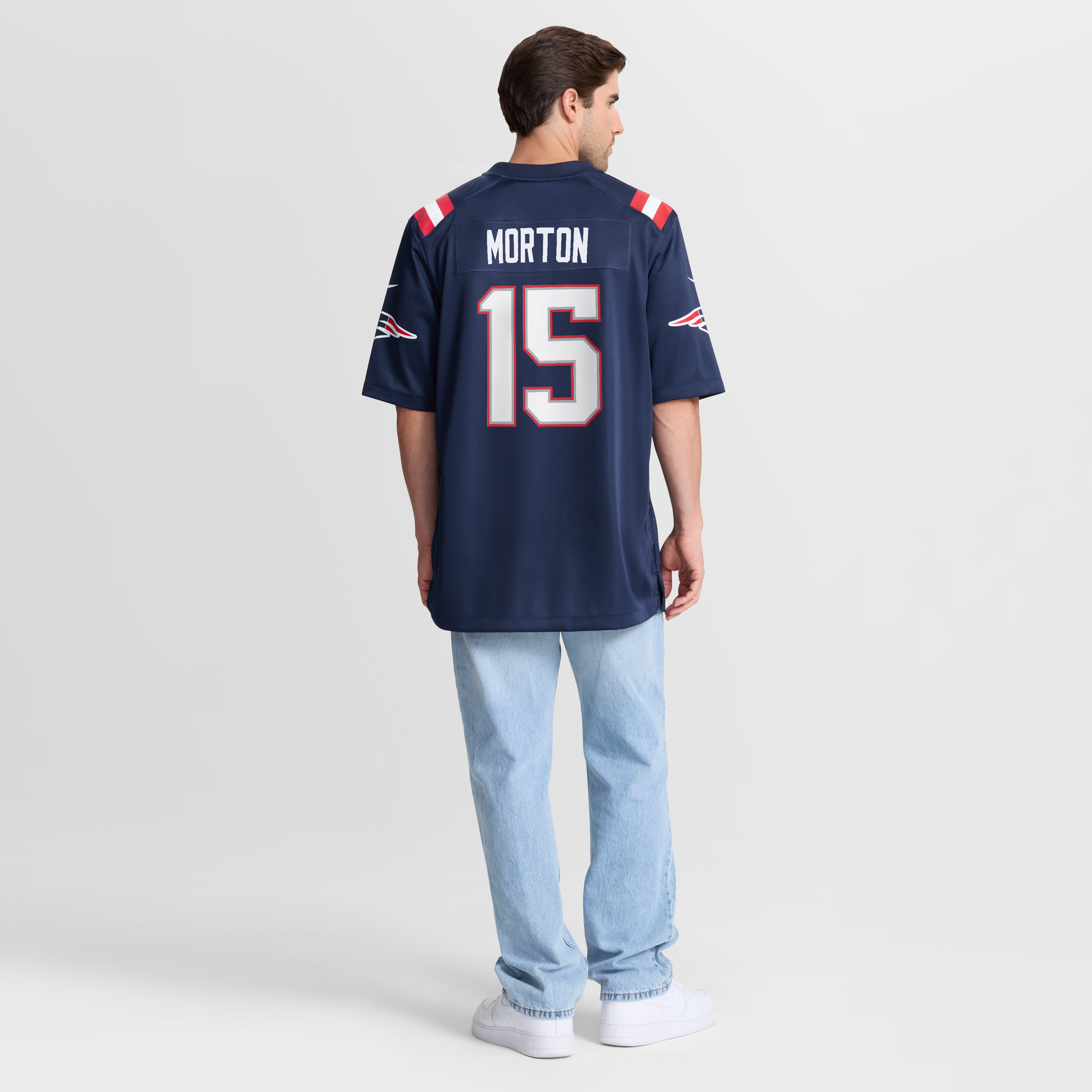 Men's Nike Behren Morton Navy New England Patriots Team Game Jersey