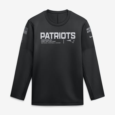  New England Patriots Nike 2026 Salute to Service Sideline Coaches Crewneck Therma-FIT Sweatshirt - Black