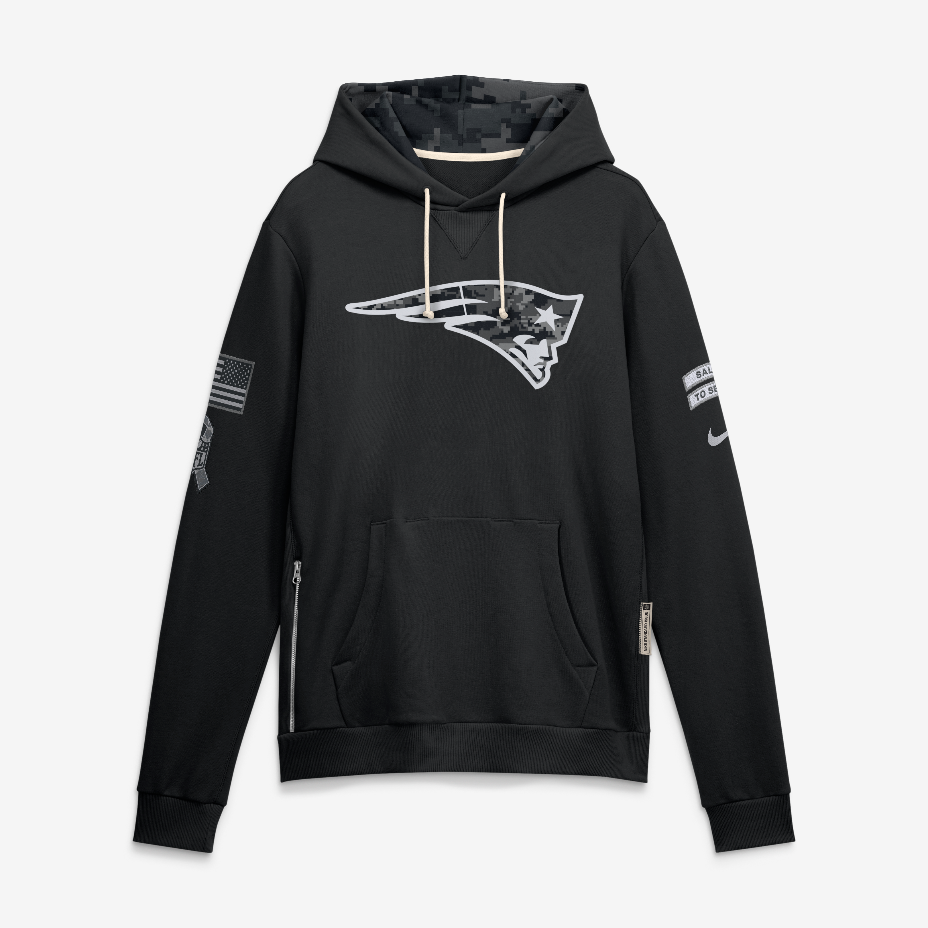 Sweat à capuche Nike noir pour homme New England Patriots 2026 Salute to Service Sideline Dri-FIT