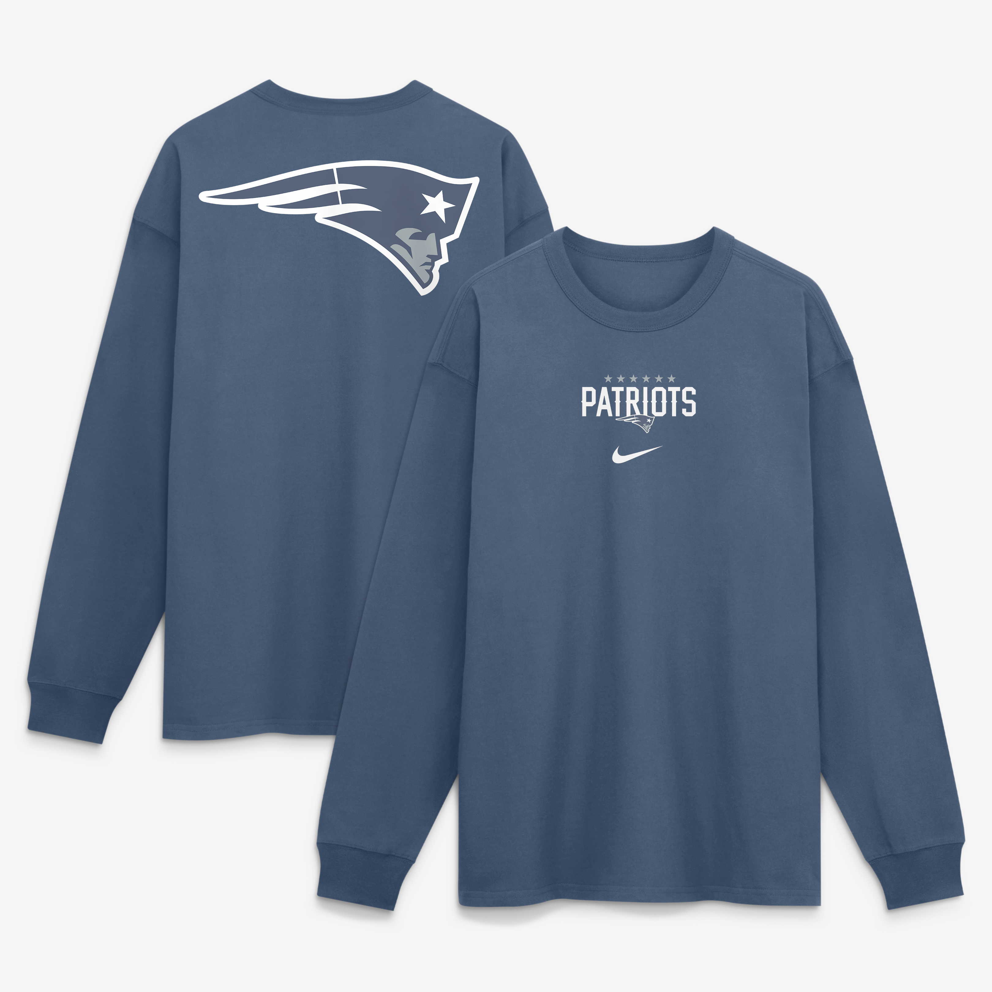 T-shirt à manches longues Nike Max90 de la collection Rivalries des New England Patriots, bleu, pour homme