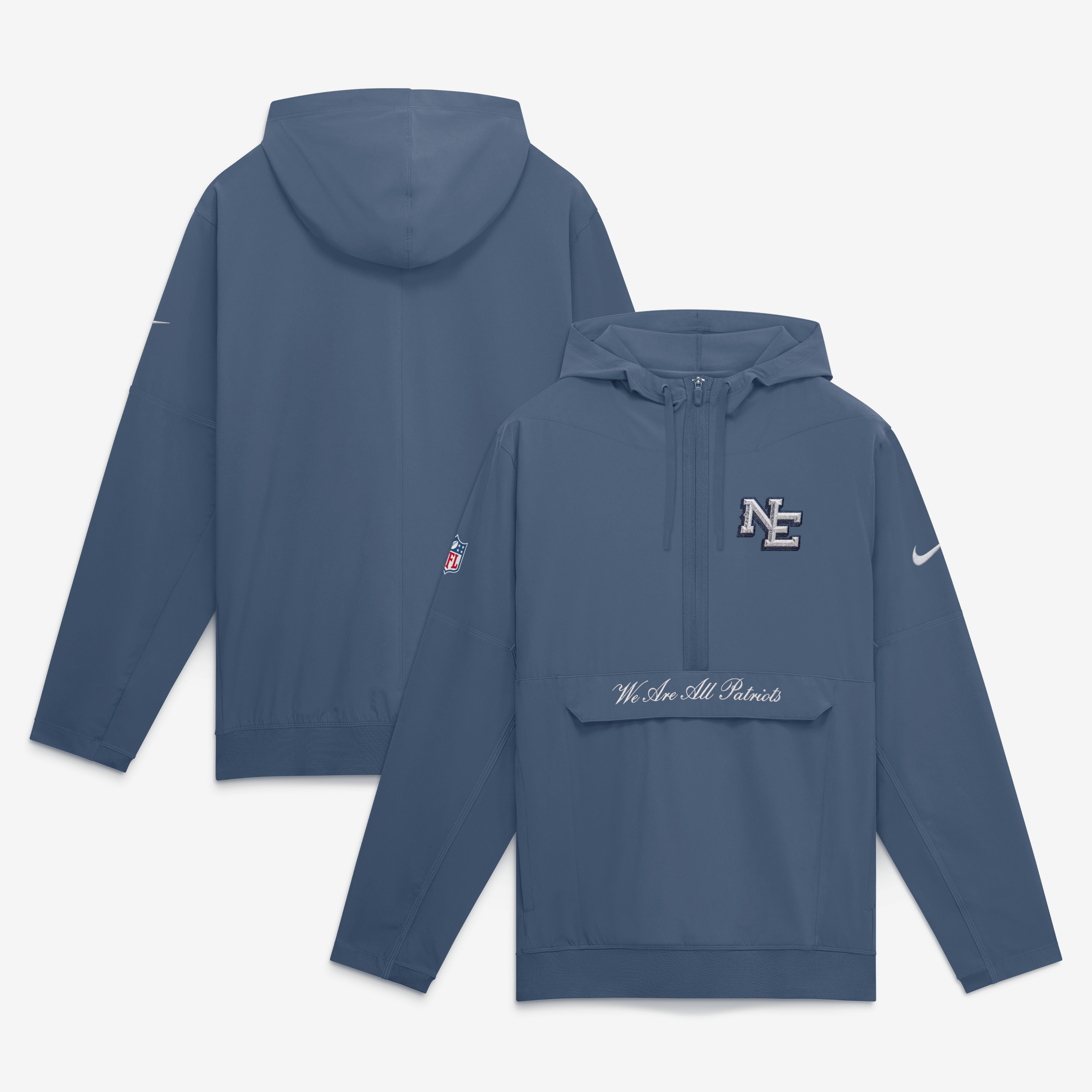 Men's Nike Blue New England Patriots Rivalries Collection Sideline Anorak Half-Zip Jacket