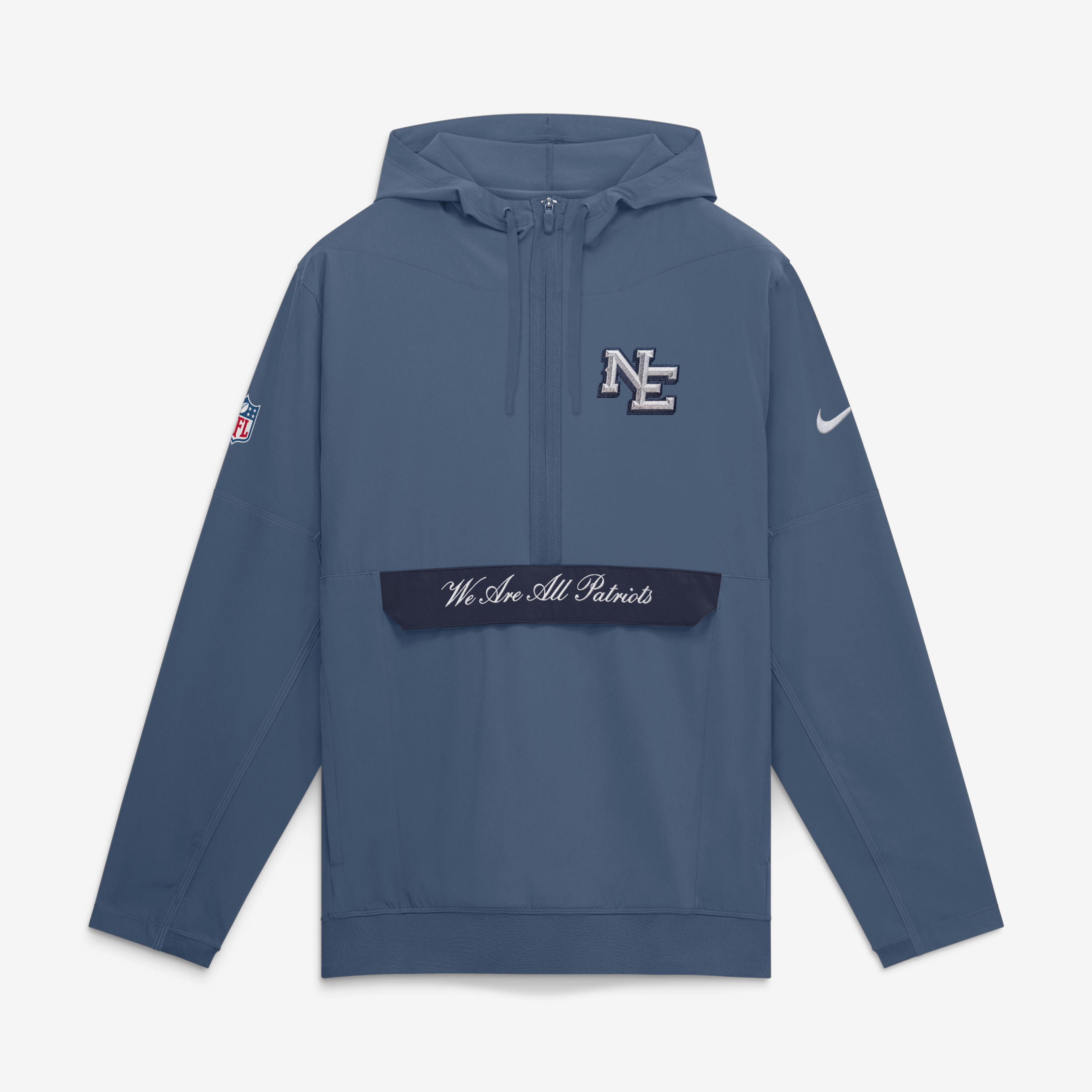 Men's Nike Blue New England Patriots Rivalries Collection Sideline Anorak Half-Zip Jacket