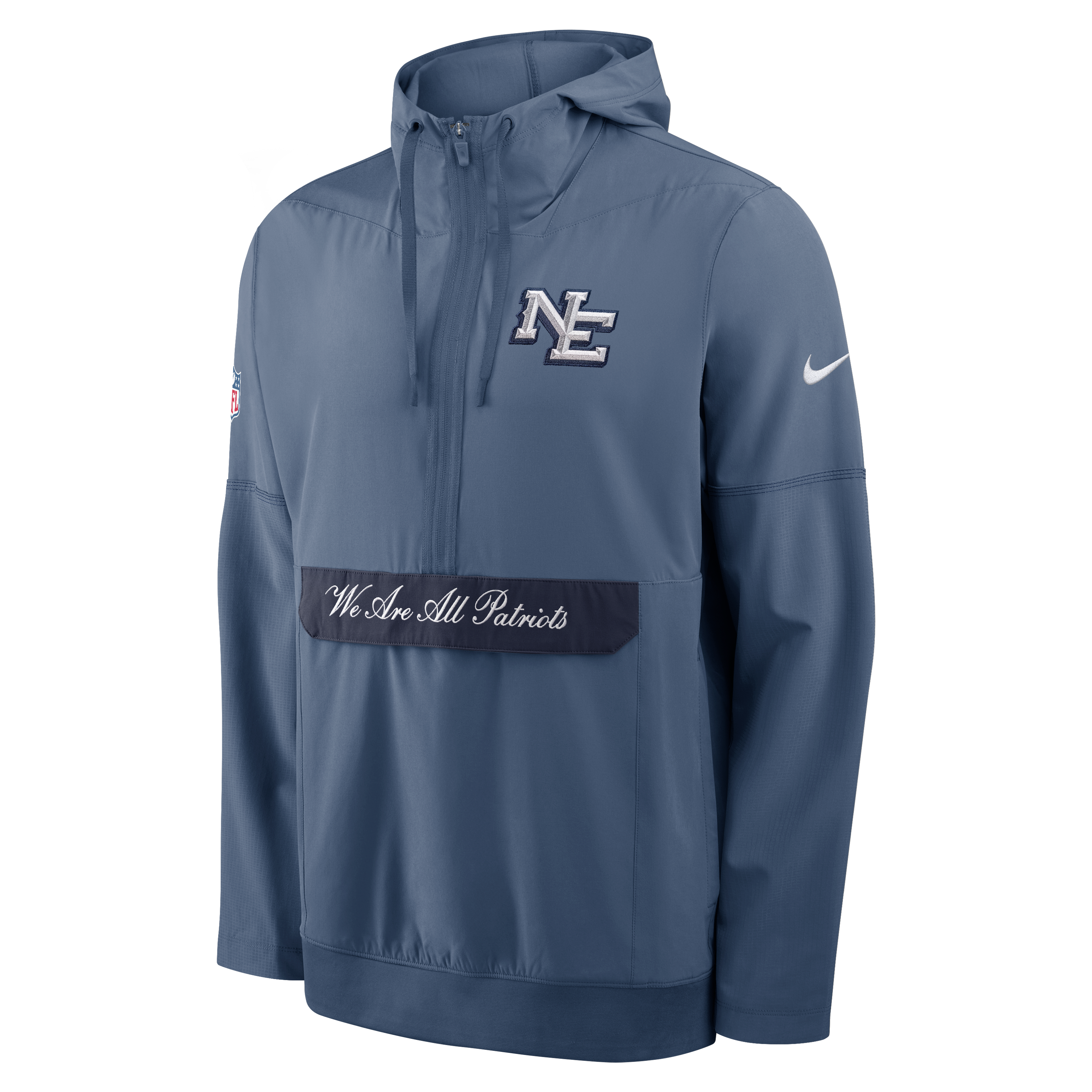 Men's Nike Blue New England Patriots Rivalries Collection Sideline Anorak Half-Zip Jacket