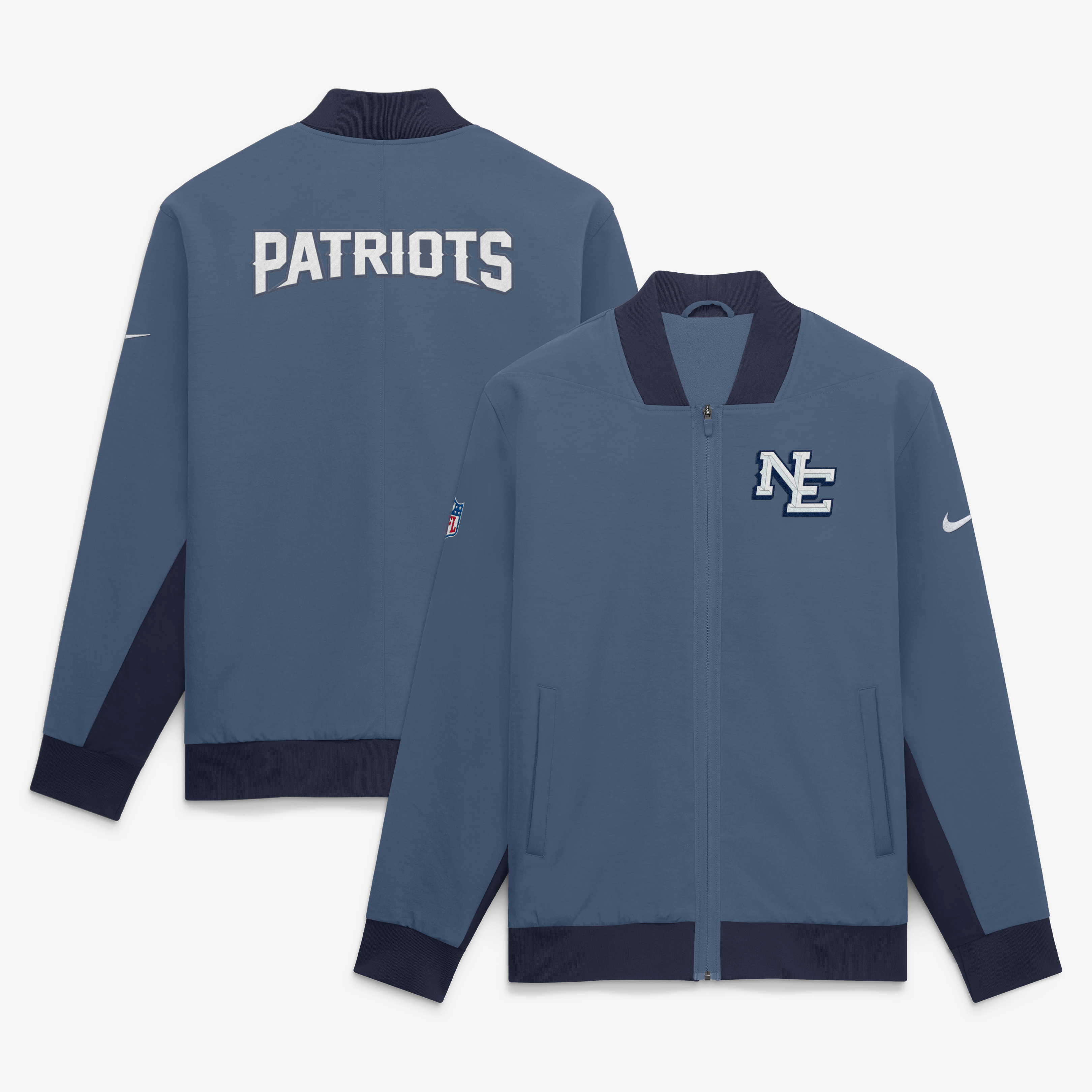Veste bomber Nike bleue pour homme, collection Rivalries des New England Patriots
