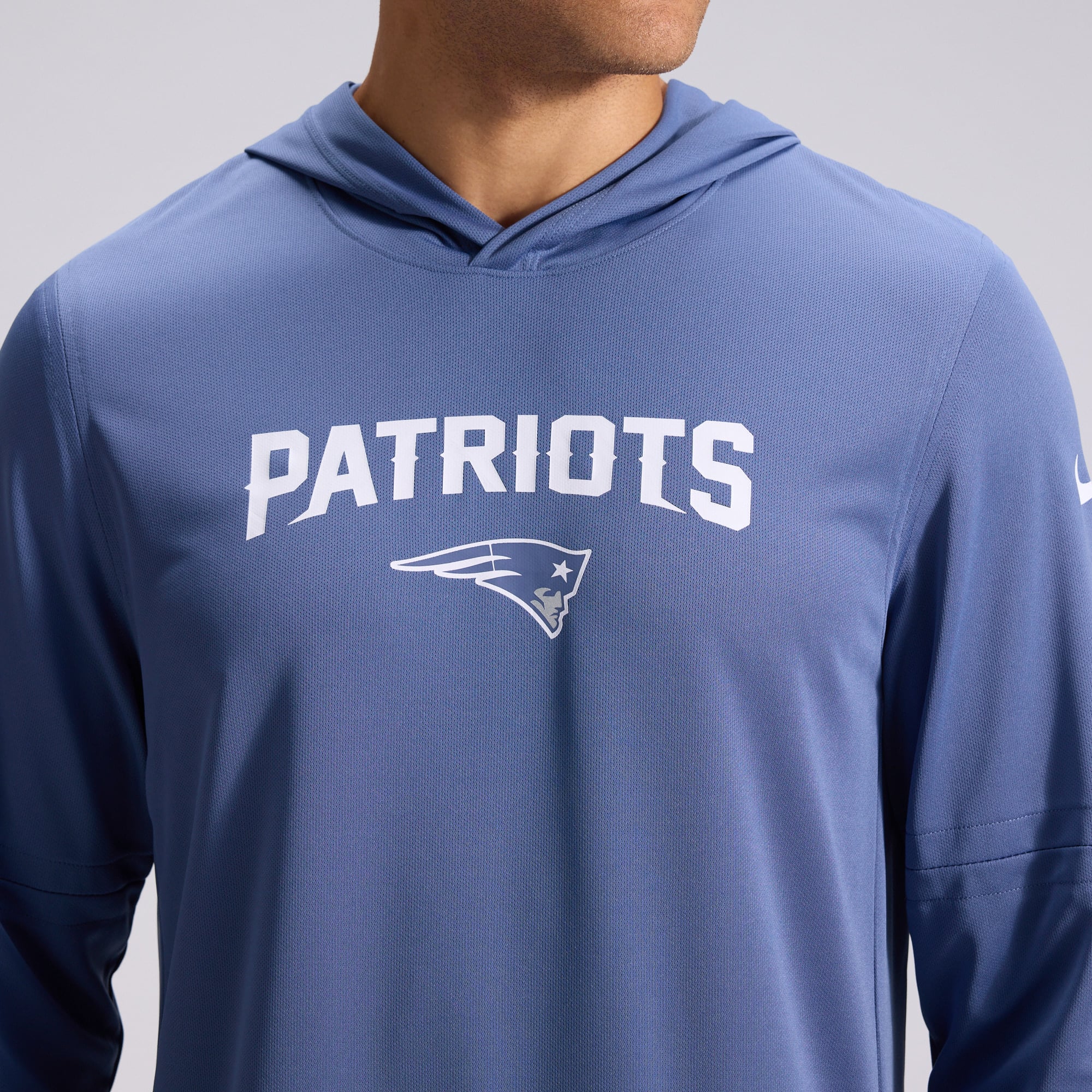 Men's Nike  Blue New England Patriots Rivalries Collection Sideline Lightweight Hooded Long Sleeve Top