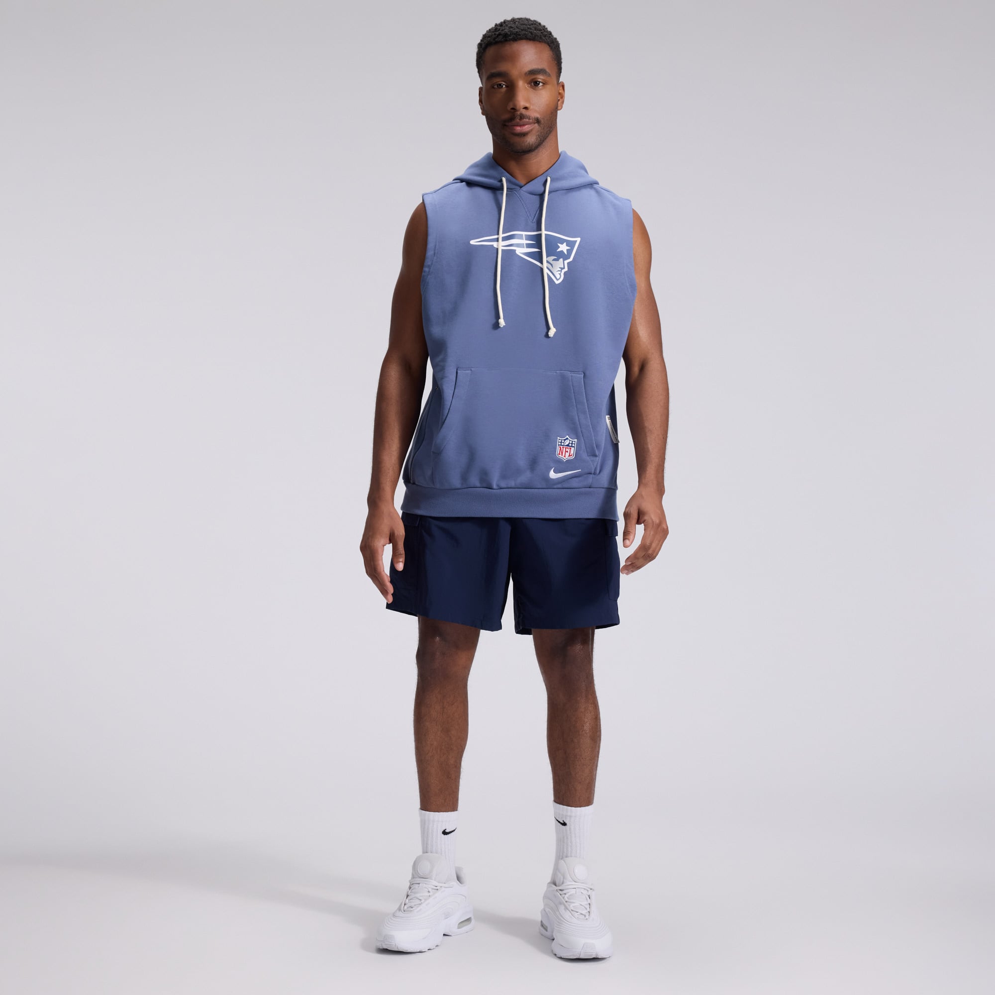 Men's Nike Blue New England Patriots Rivalries Collection Sideline Sleeveless Fleece Hoodie