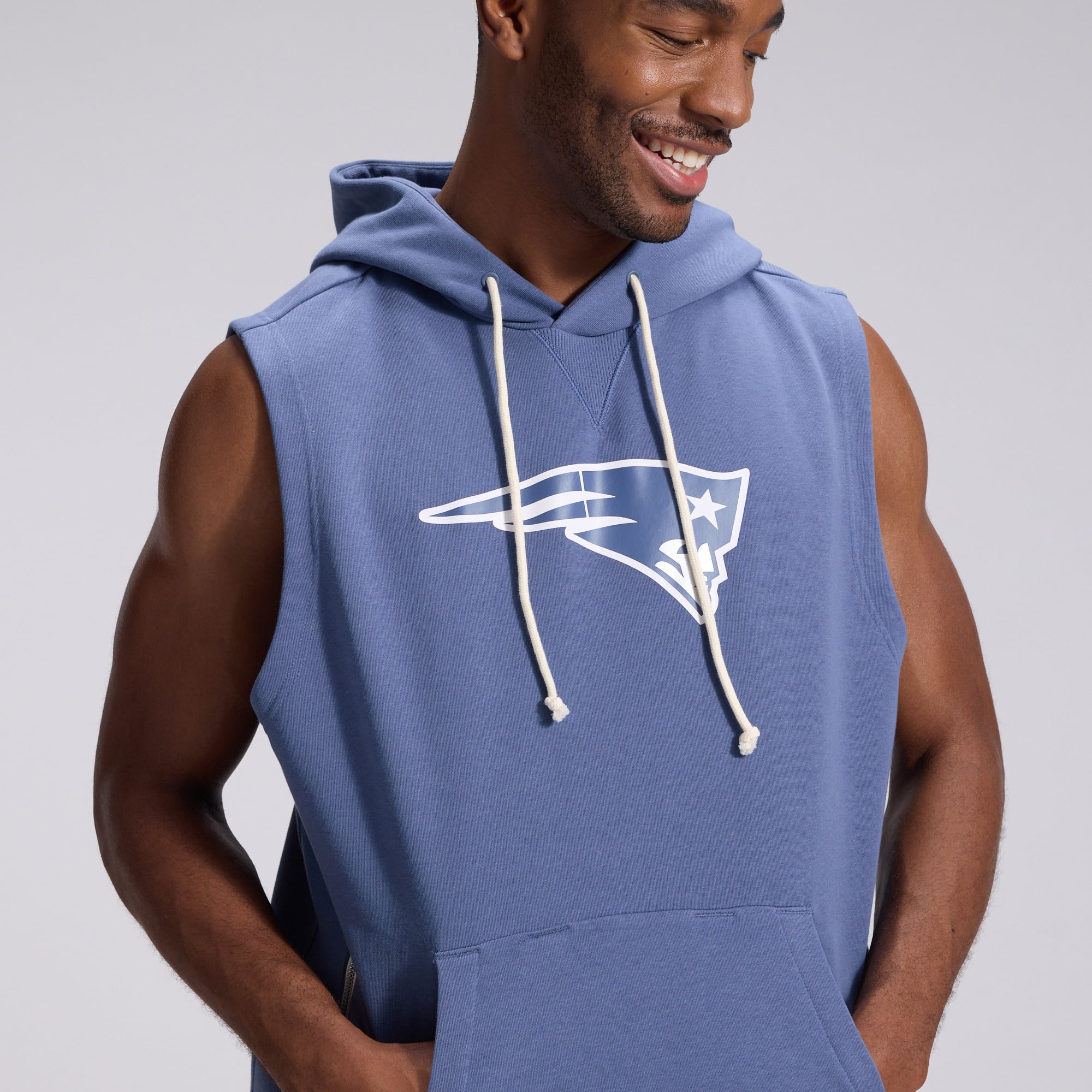 Men's Nike Blue New England Patriots Rivalries Collection Sideline Sleeveless Fleece Hoodie