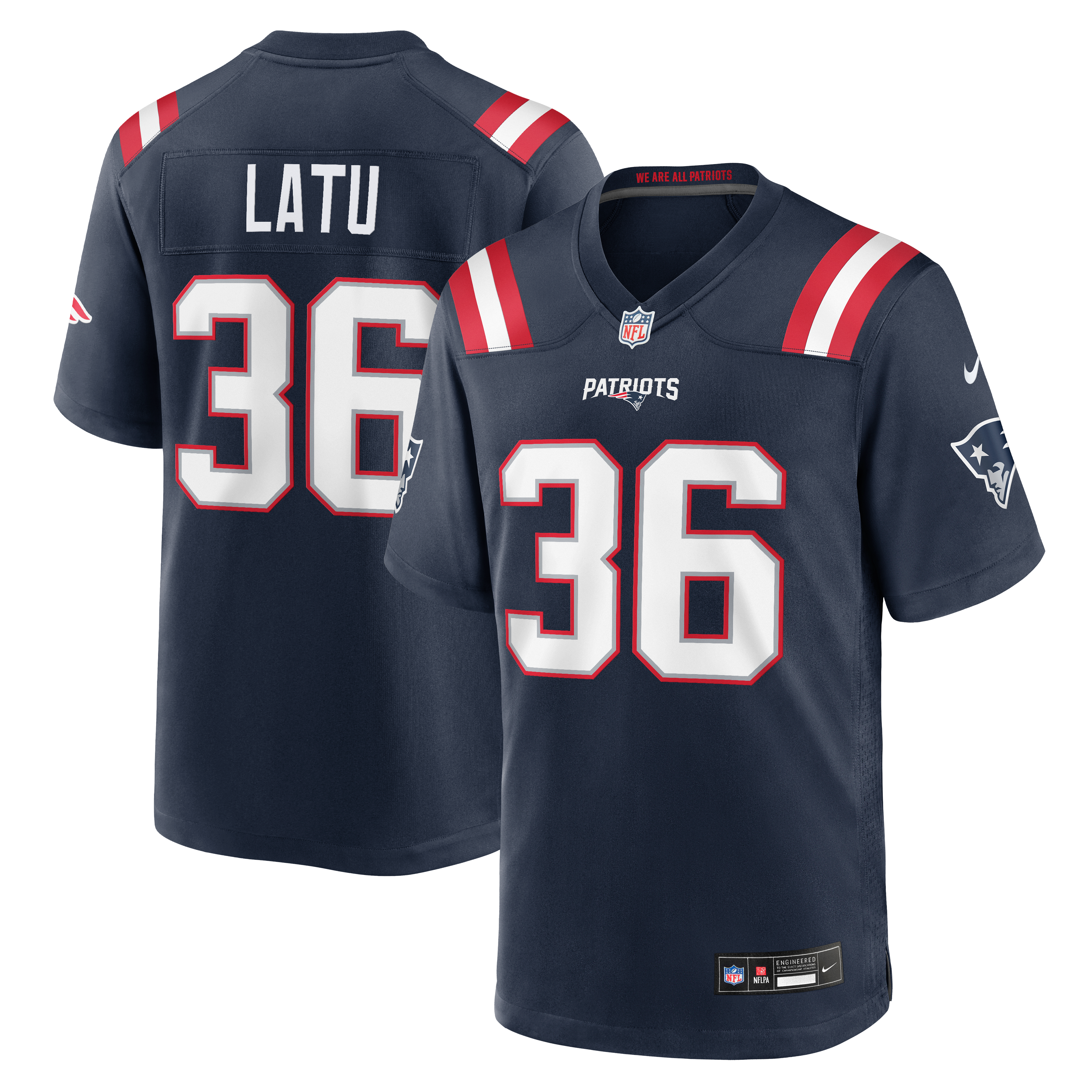 Men's Nike Cameron Latu Navy New England Patriots Team Game Jersey