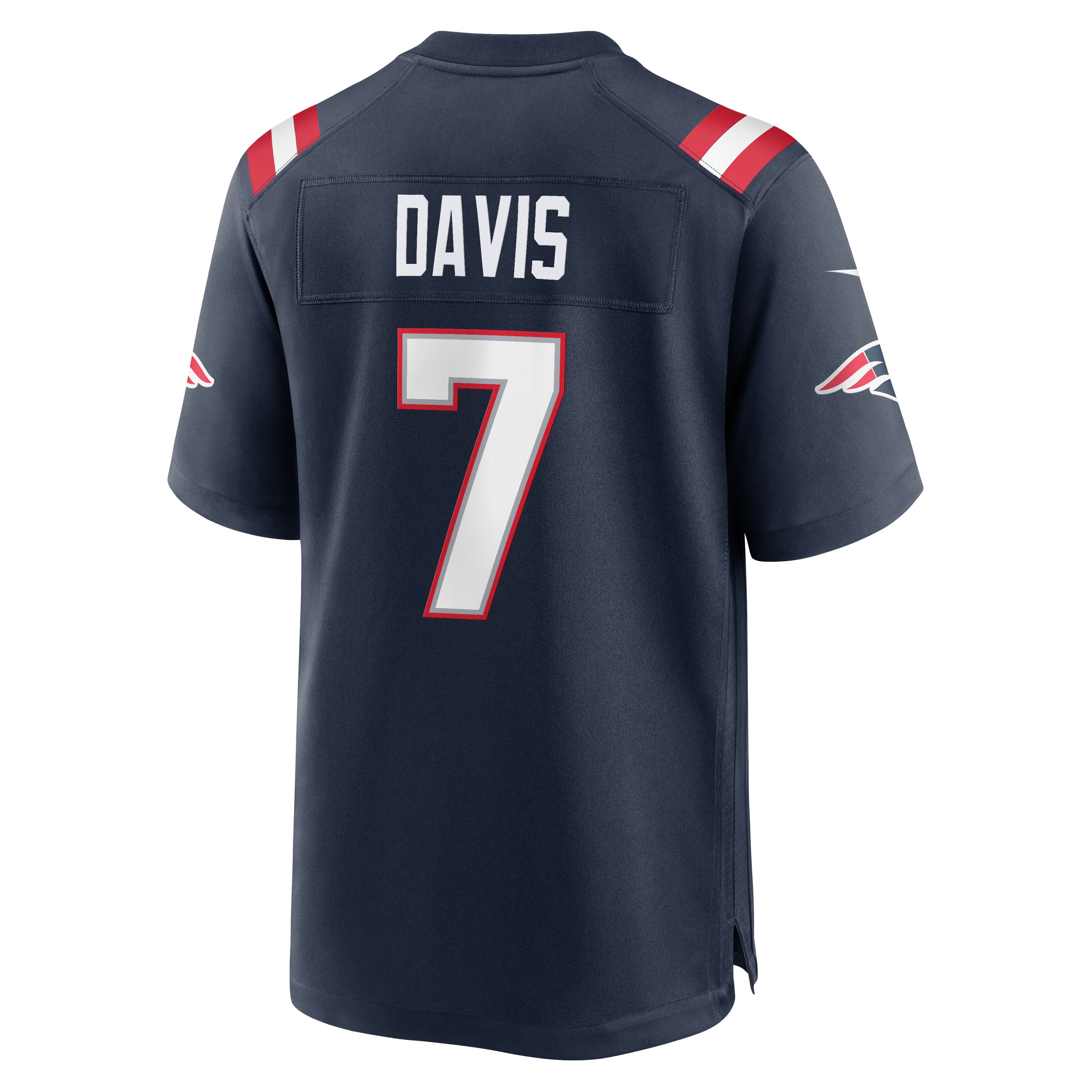 Maillot de match Nike Carlton Davis bleu marine des New England Patriots pour homme