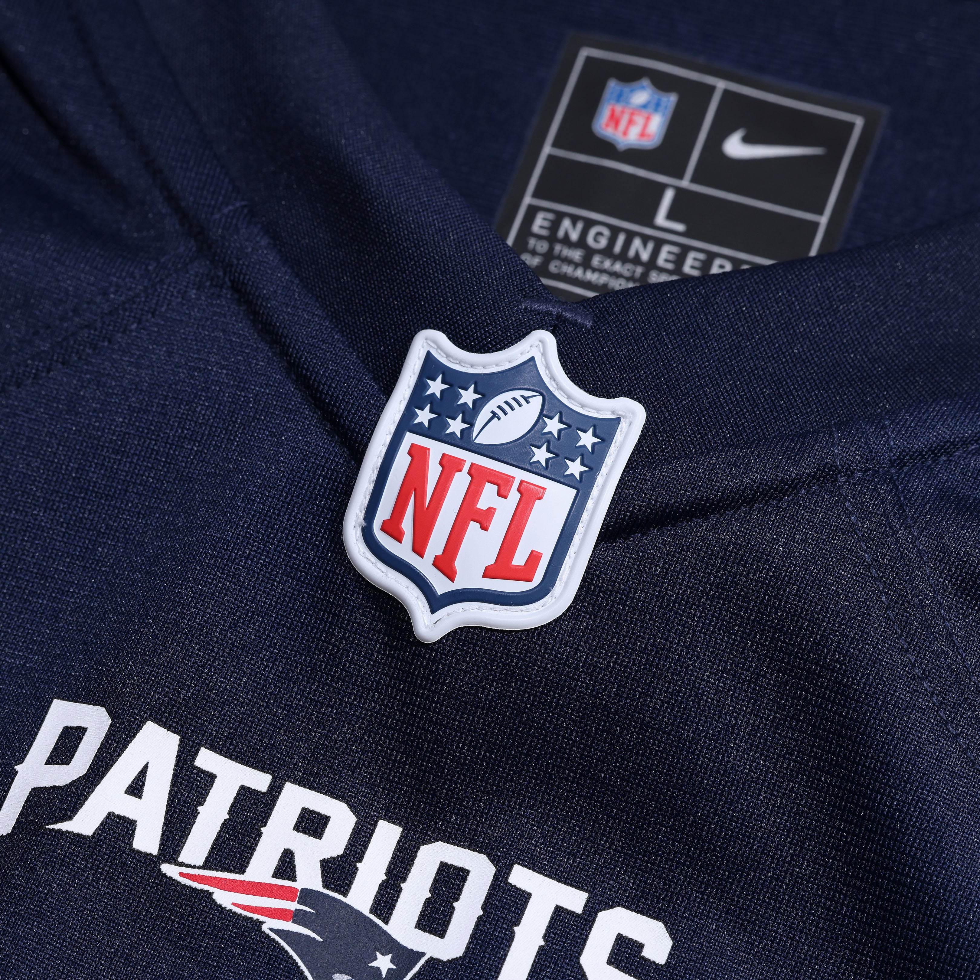 Maillot de match Nike Carlton Davis bleu marine des New England Patriots pour homme