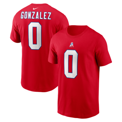Christian Gonzalez New England Patriots Nike Throwback Alternate Name & Number T-Shirt - Red
