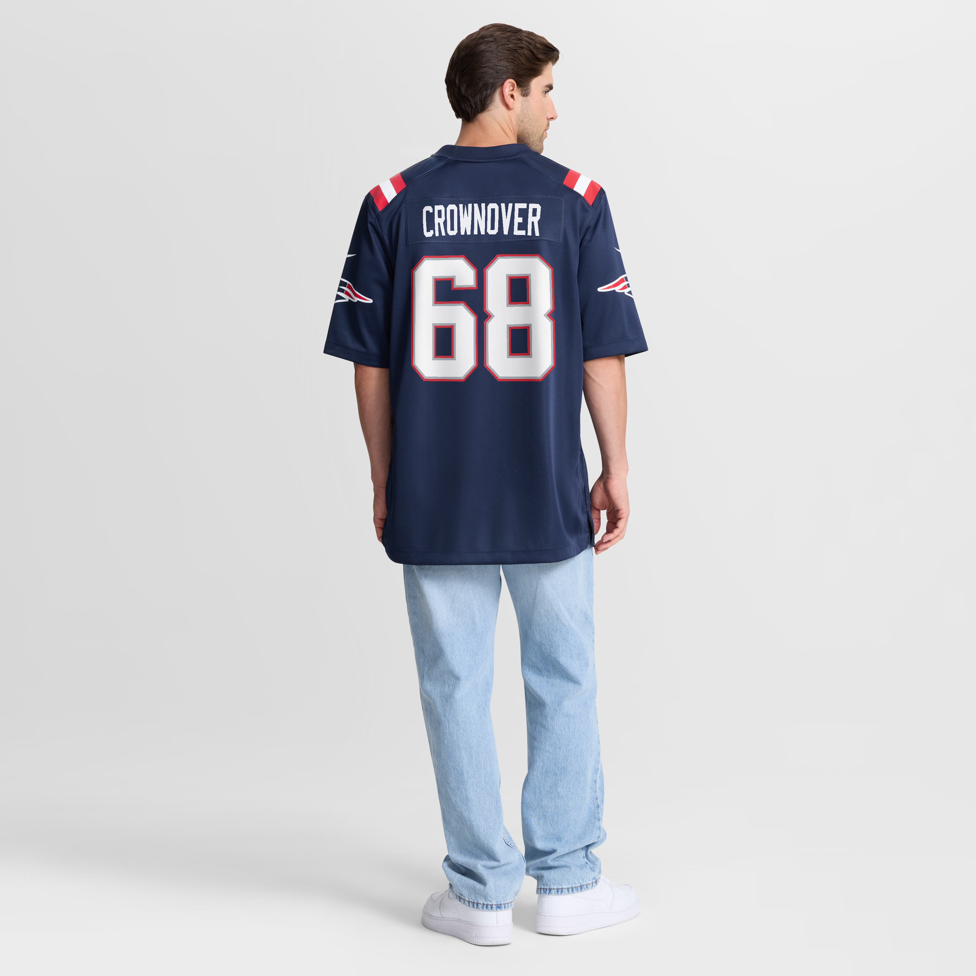 Men's Nike Dametrious Crownover Navy New England Patriots Team Game Jersey