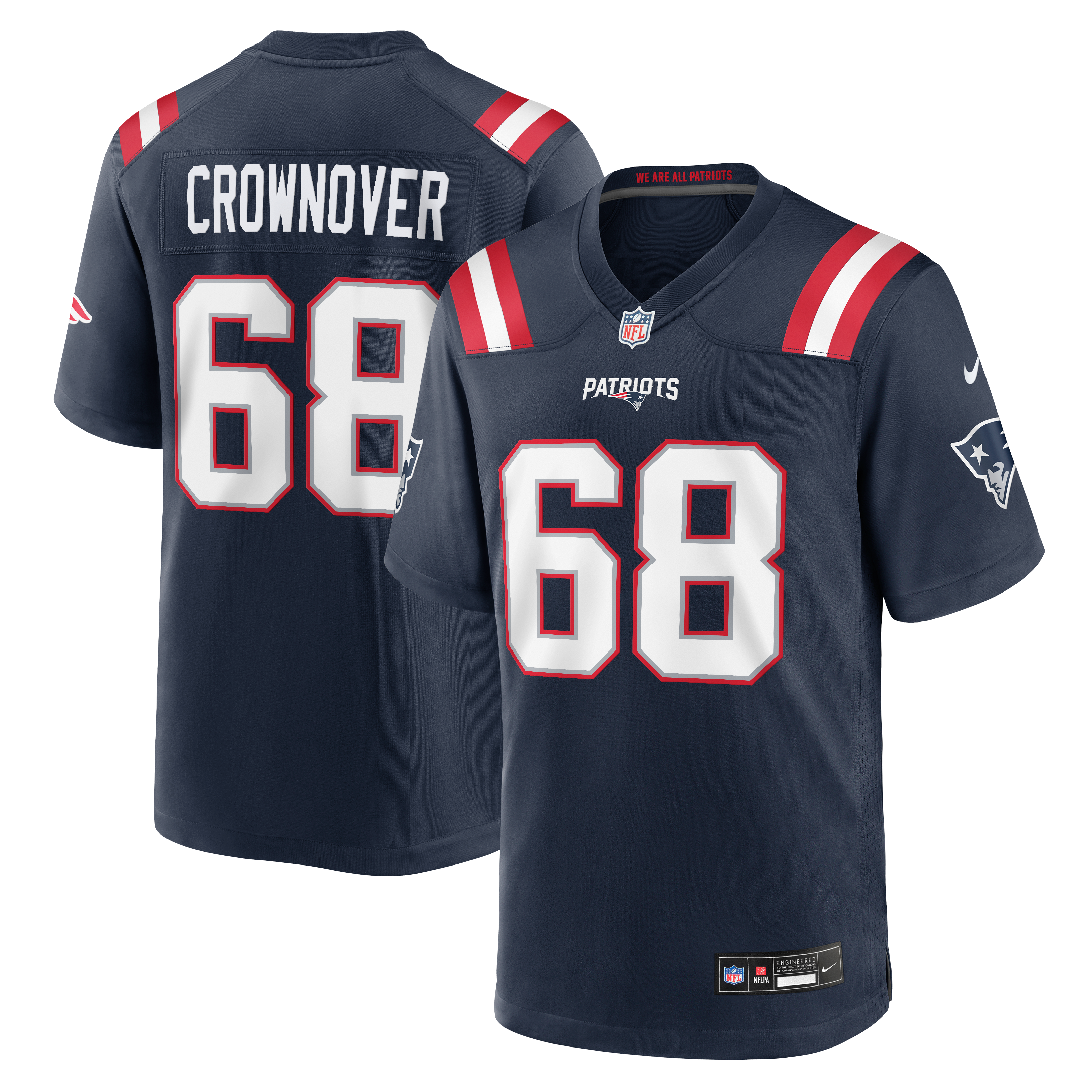 Men's Nike Dametrious Crownover Navy New England Patriots Team Game Jersey