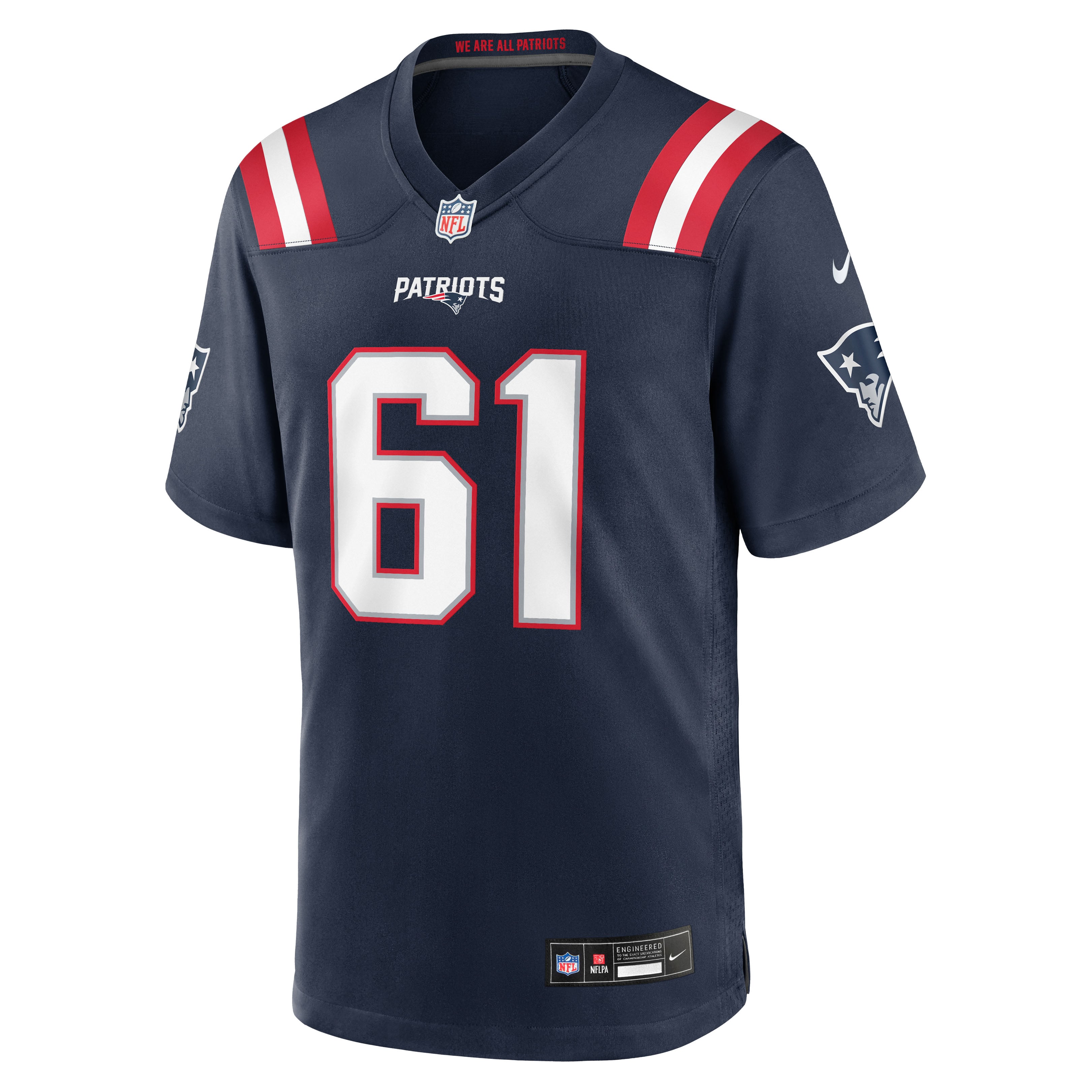 Maillot de match Nike Darrian Dalcourt bleu marine des New England Patriots pour homme